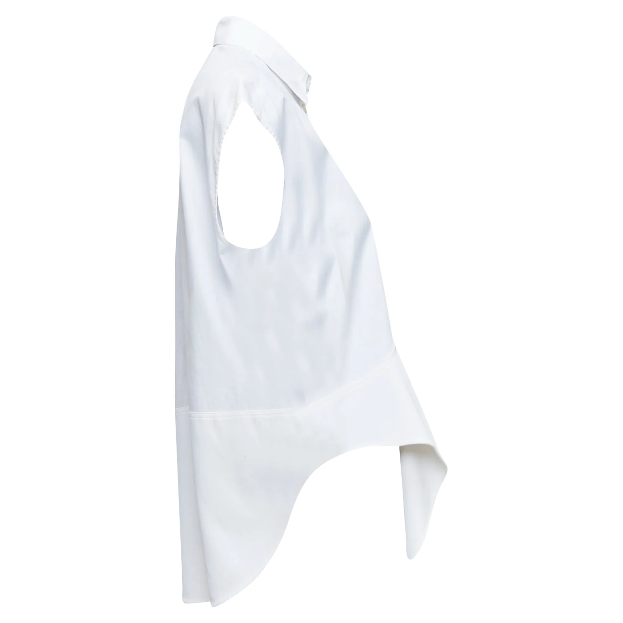Women's Balenciaga mixed fabric drape cap sleeves collaRed shirt - Image 4