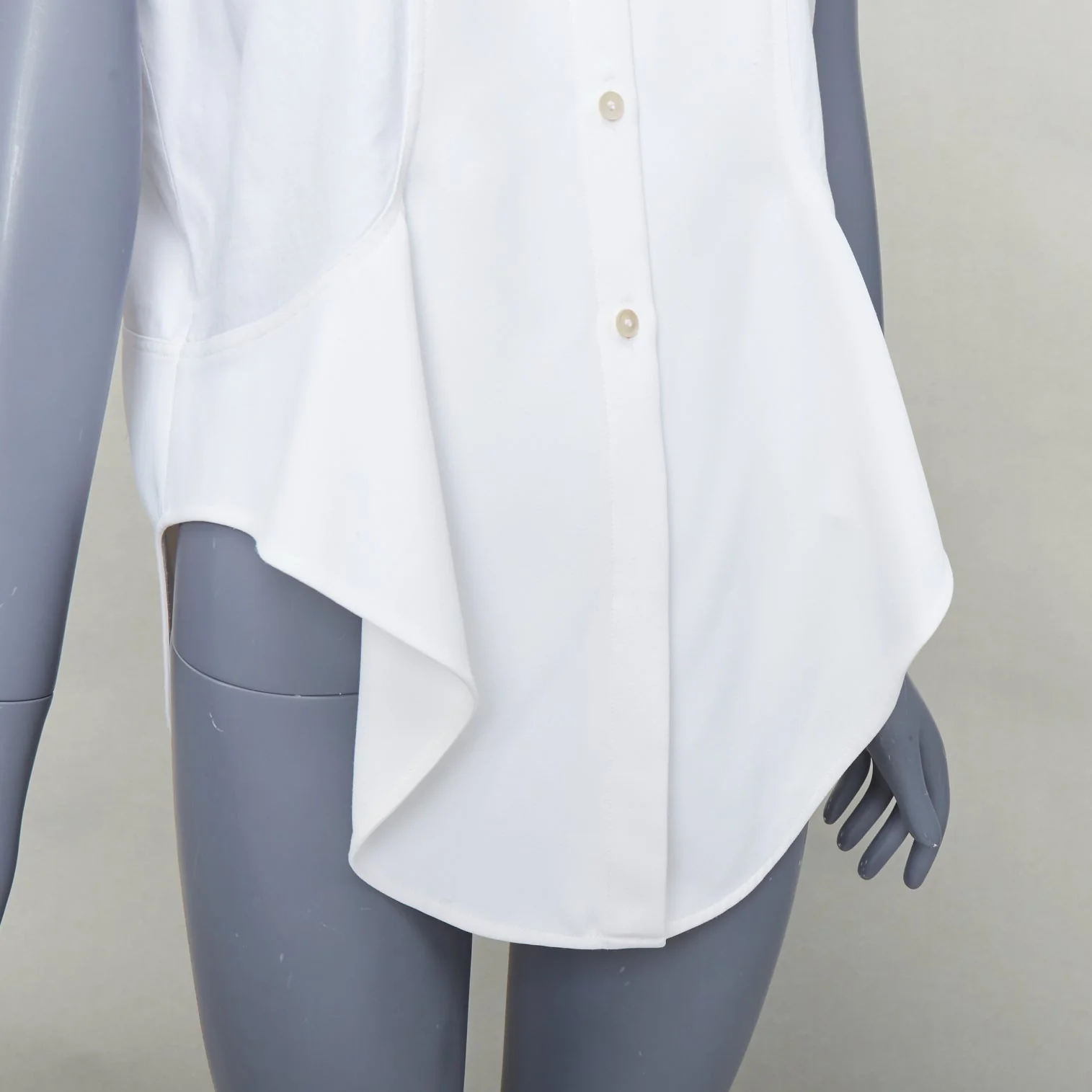 Women's Balenciaga mixed fabric drape cap sleeves collaRed shirt - Image 8