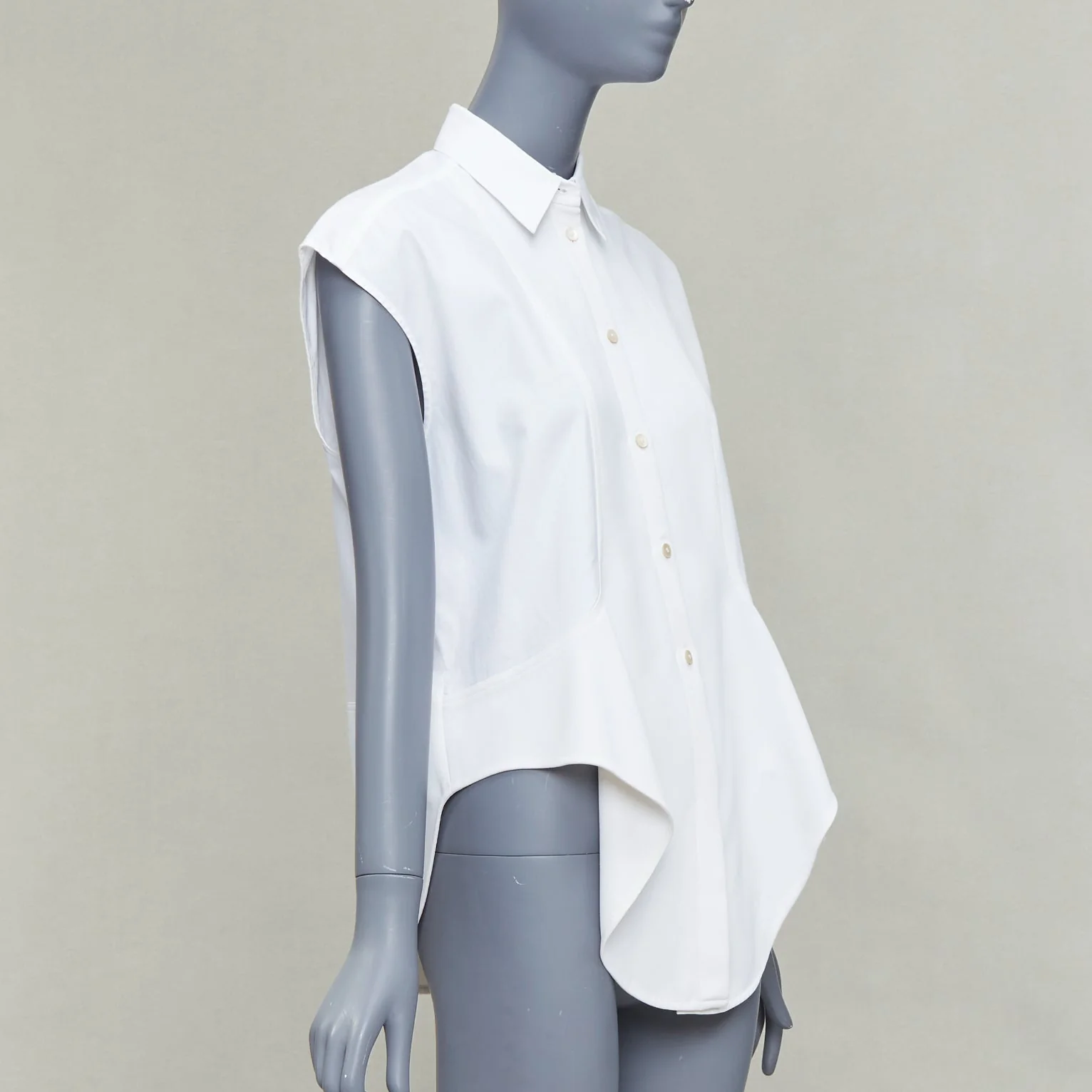 Women's Balenciaga mixed fabric drape cap sleeves collaRed shirt - Image 9