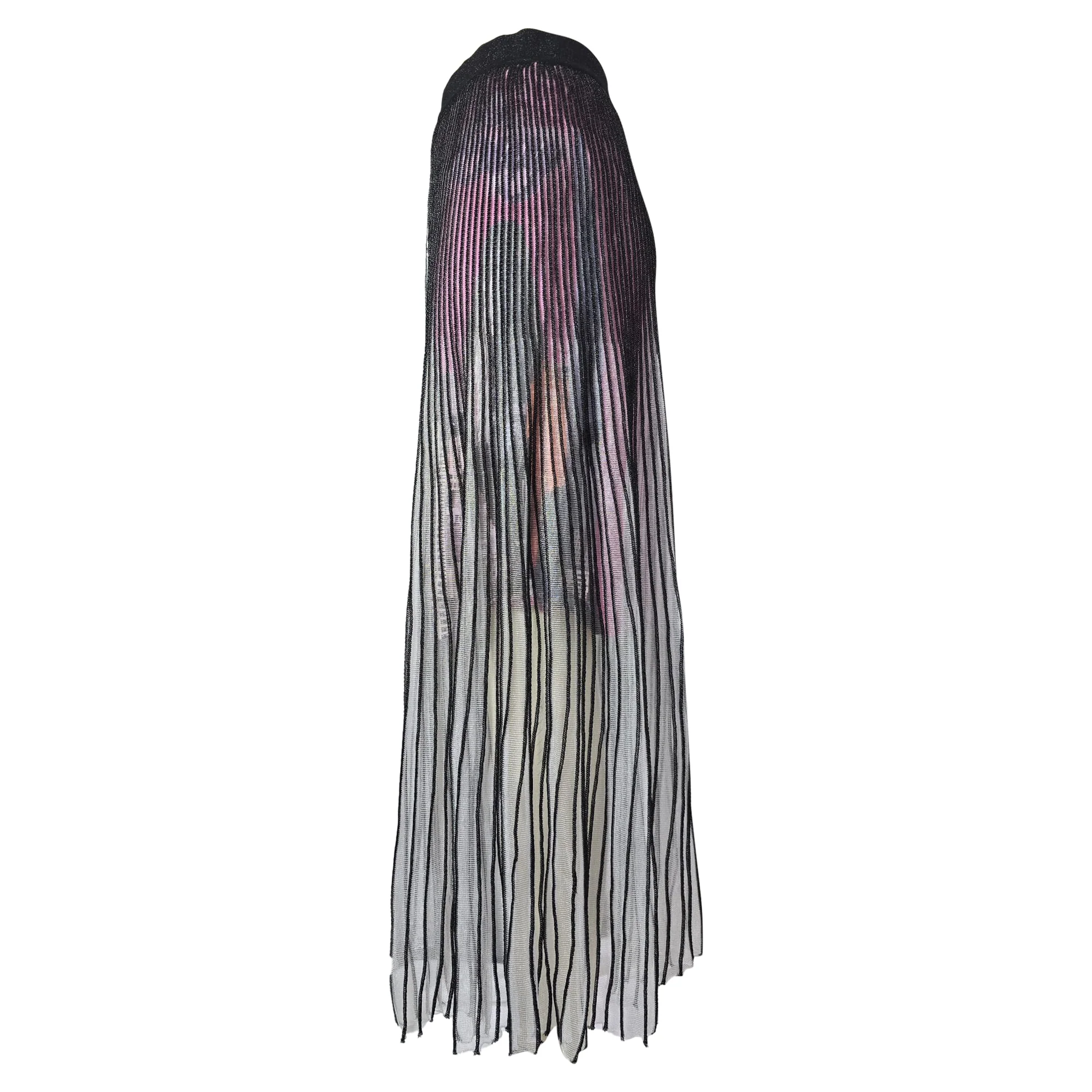 Women's Balenciaga New York City Print Pleated Midi Skirt in Multicolor Viscose - Image 3