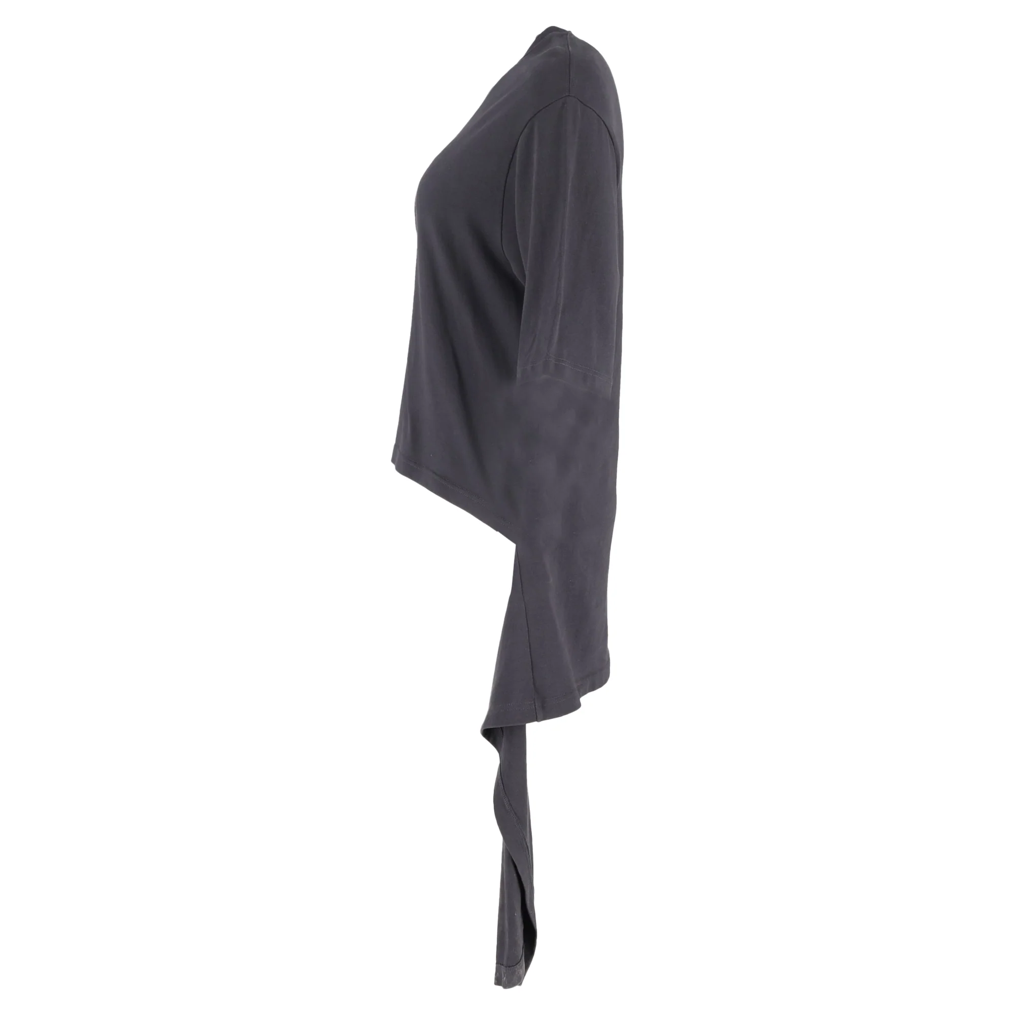 Women's Balenciaga Paneled Drapes T-Shirt in Black Cotton - Image 2