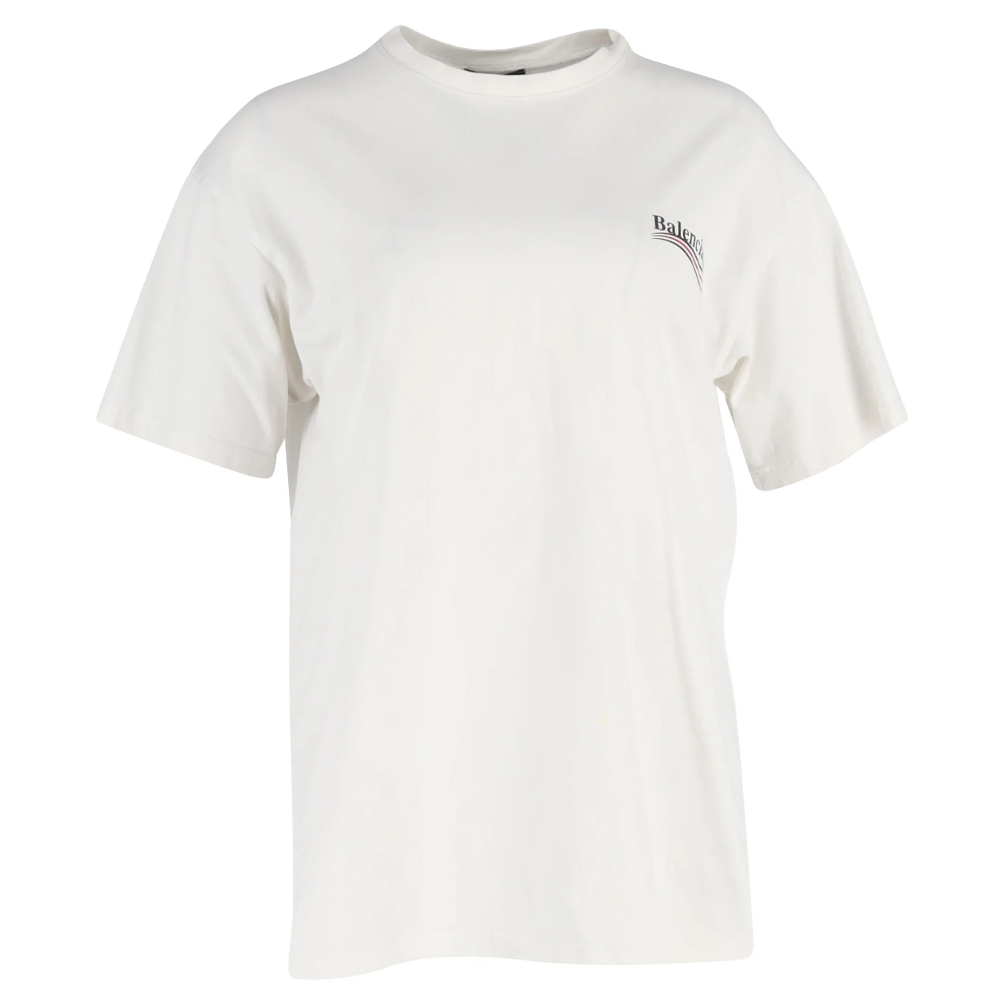 Women's Balenciaga Political Campaign Logo Print T-Shirt in White Cotton