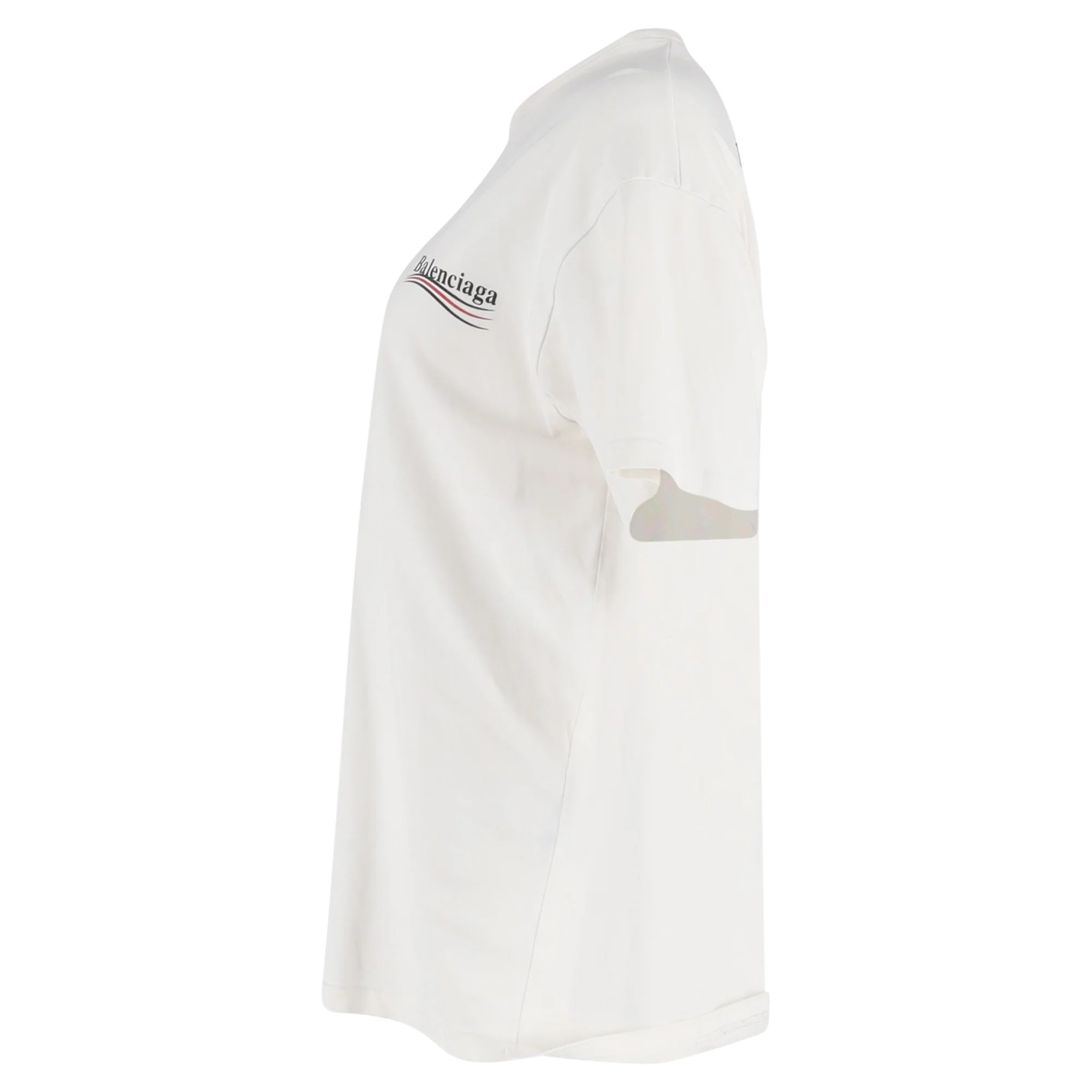 Women's Balenciaga Political Campaign Logo Print T-Shirt in White Cotton - Image 2