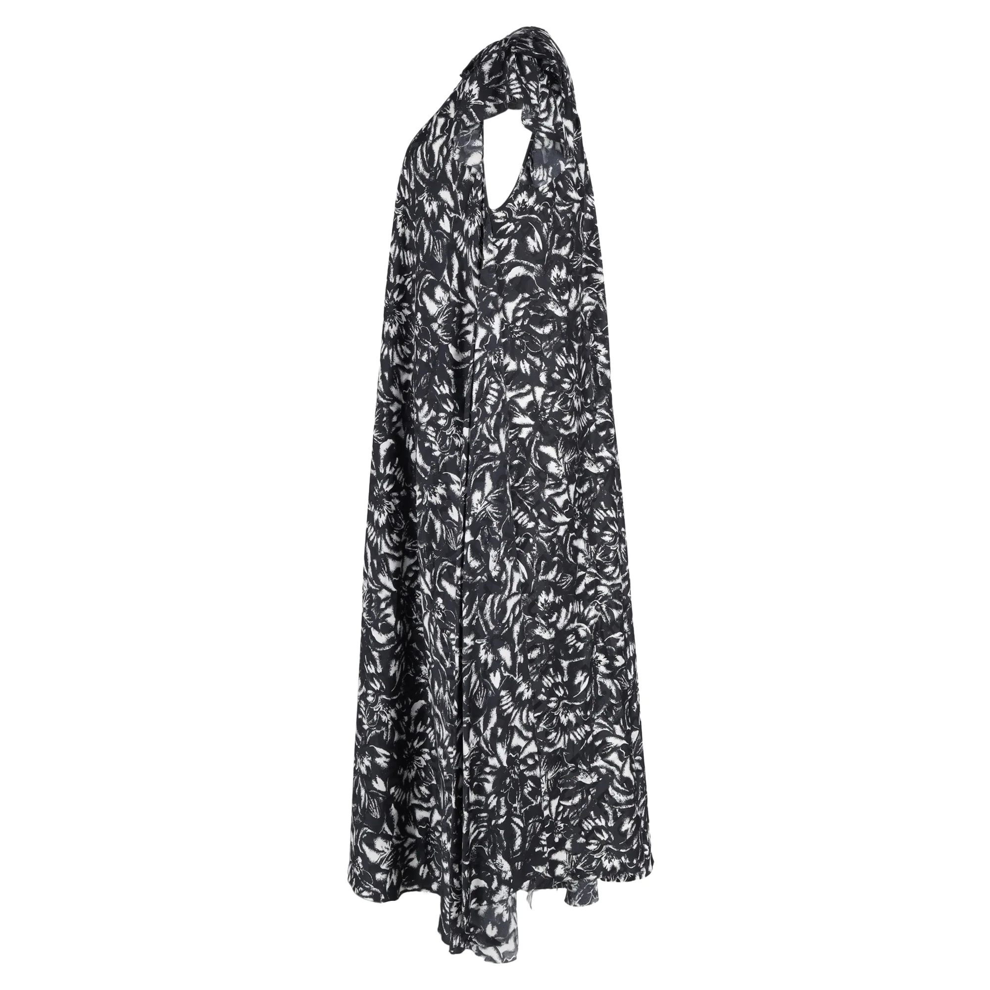 Women's Balenciaga Printed Midi Length Tent Dress in Black Silk - Image 2