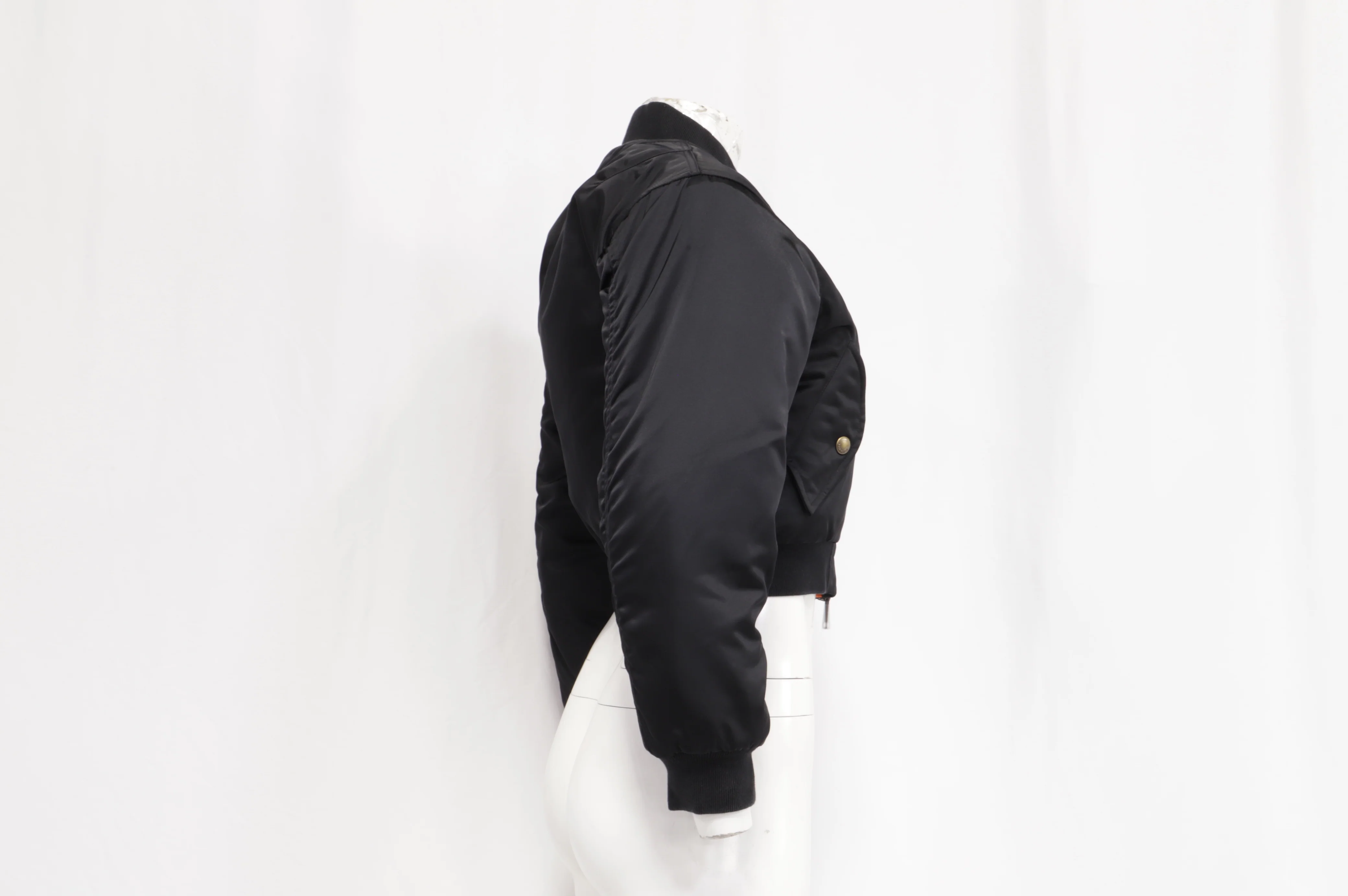 Women's Balenciaga Shrunk Bomber Jacket in Black Polyamide - Image 10
