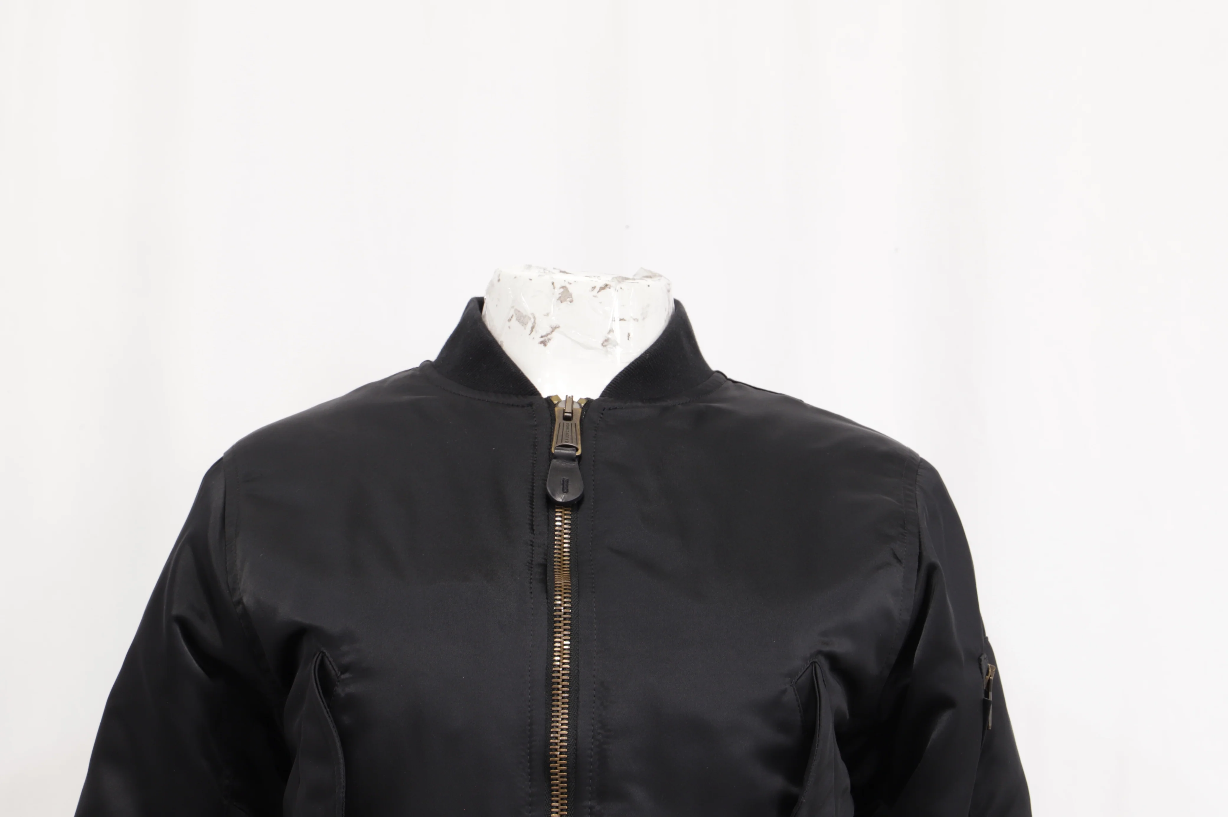 Women's Balenciaga Shrunk Bomber Jacket in Black Polyamide - Image 9