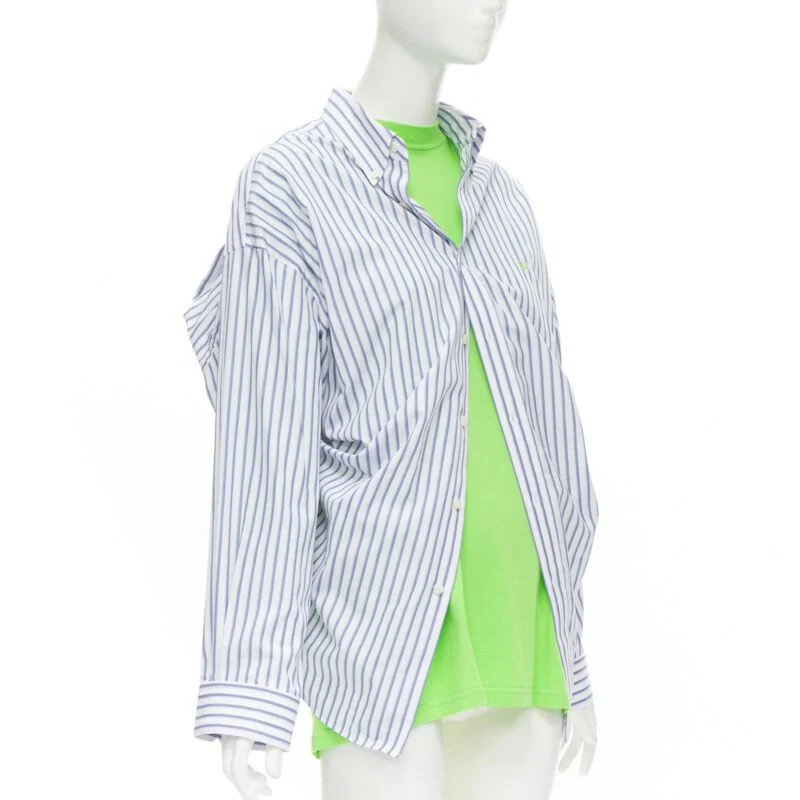 Women's Balenciaga t-shirt striped shirt draped top - Image 10