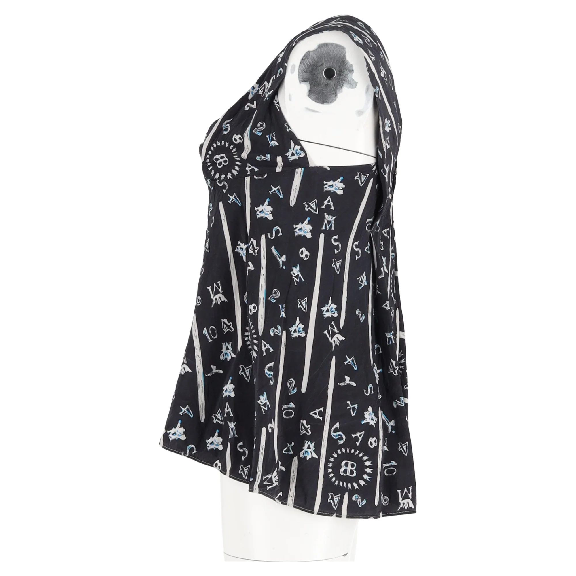 Women's Balenciaga V-neck Printed Top in Black Silk - Image 7
