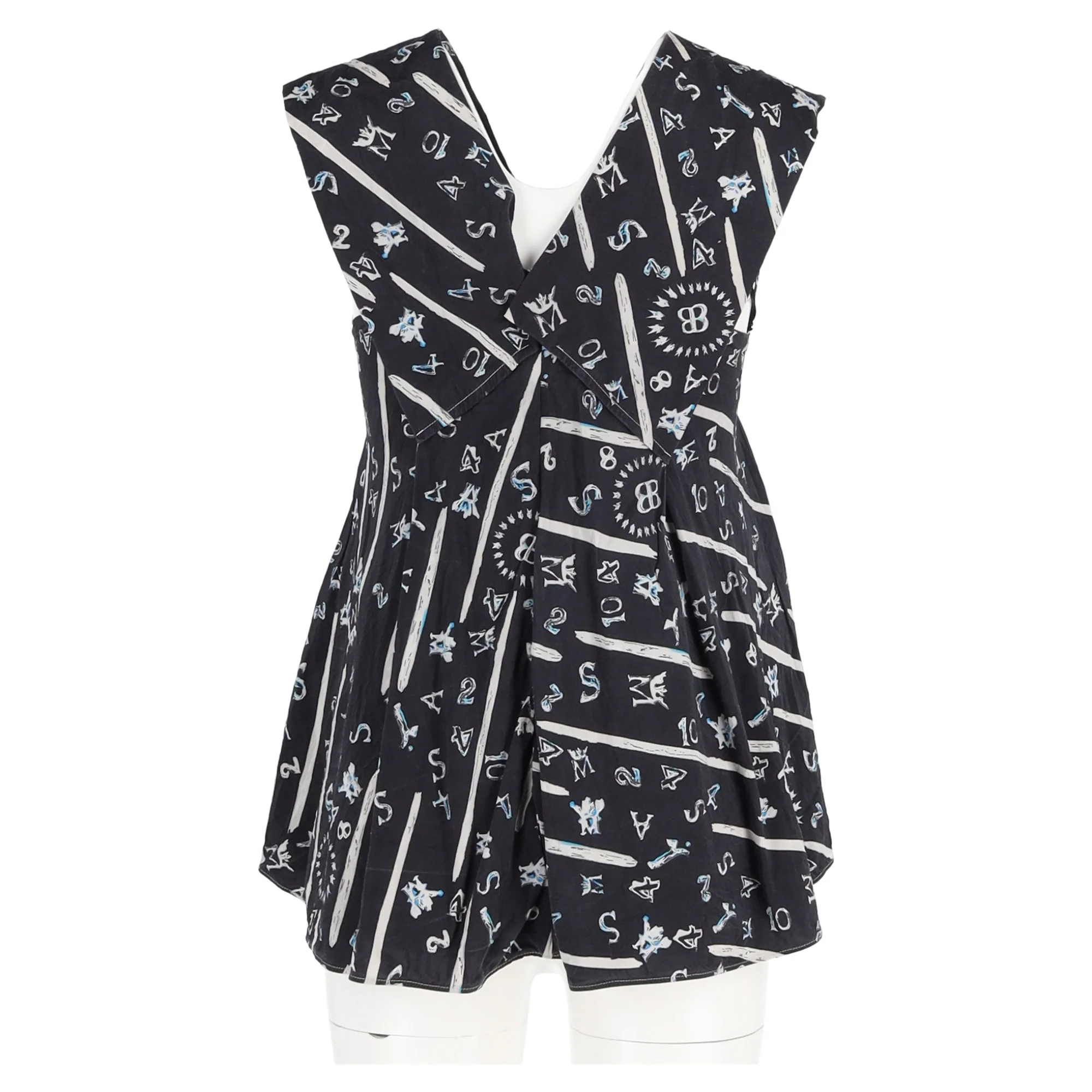 Women's Balenciaga V-neck Printed Top in Black Silk - Image 8
