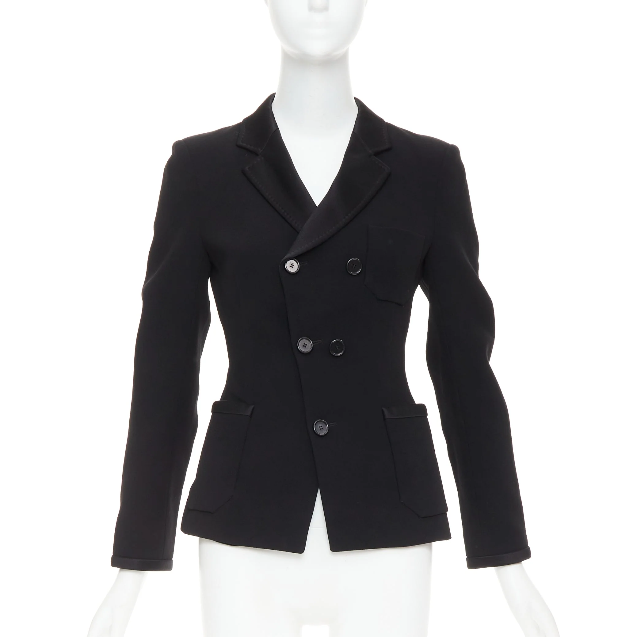 Women's Balenciaga Vintage satin trim fitted blazer jacket