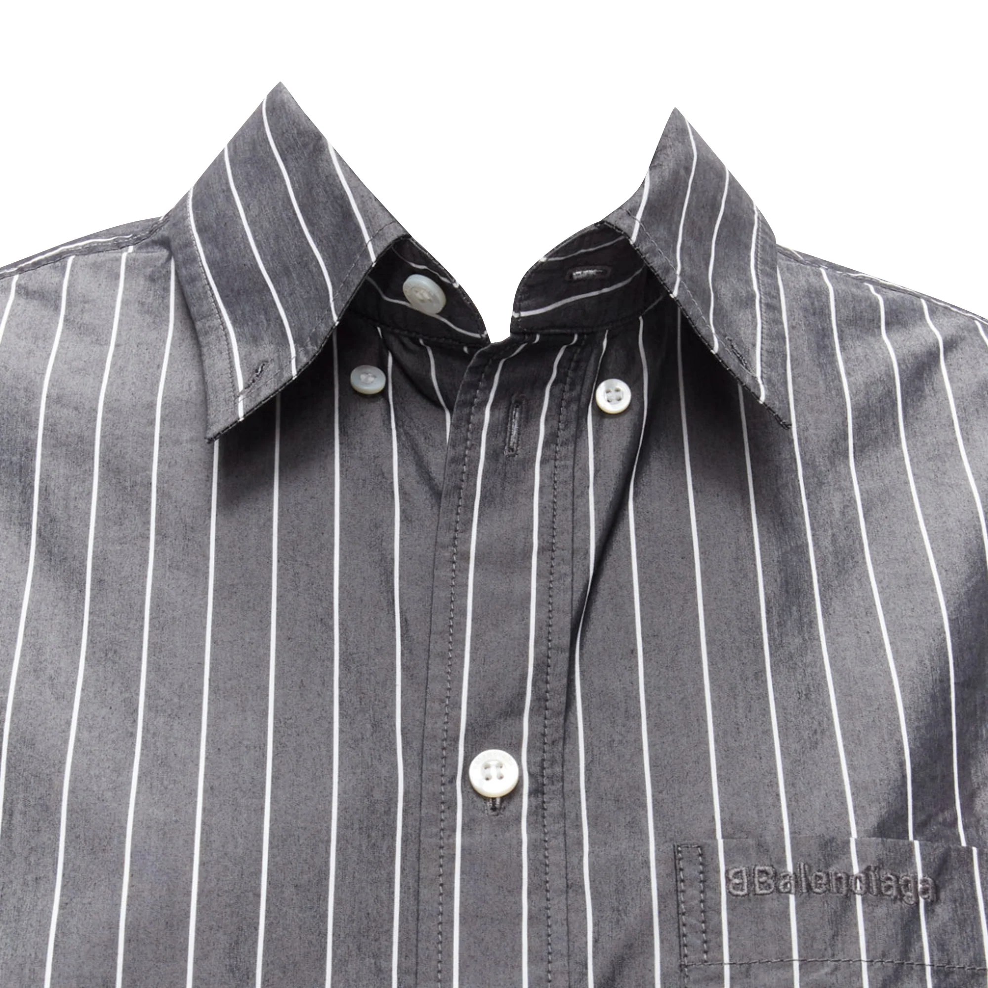 Women's Balenciaga Wardrobe Demna pinstripe logo deconstructed shirt - Image 6