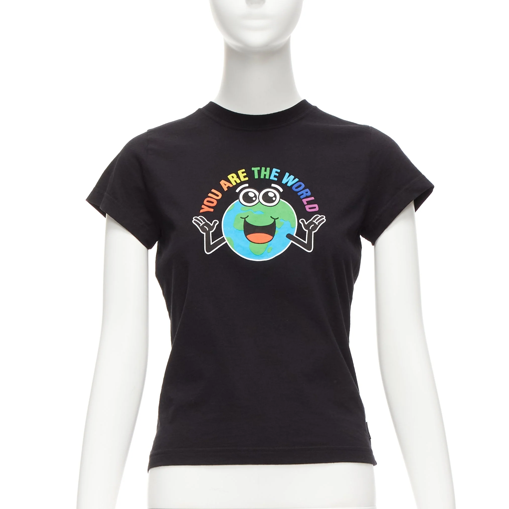 Women's Balenciaga you are the world rainbow globe print cropped tshirt - Image 7