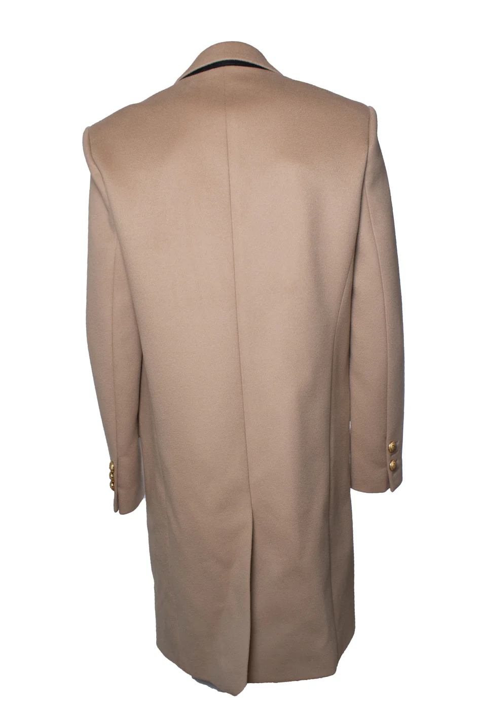 Men's Balmain, beige wool overcoat with gold buttons - Image 2