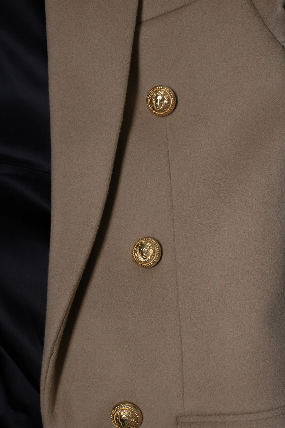 Men's Balmain, beige wool overcoat with gold buttons - Image 5