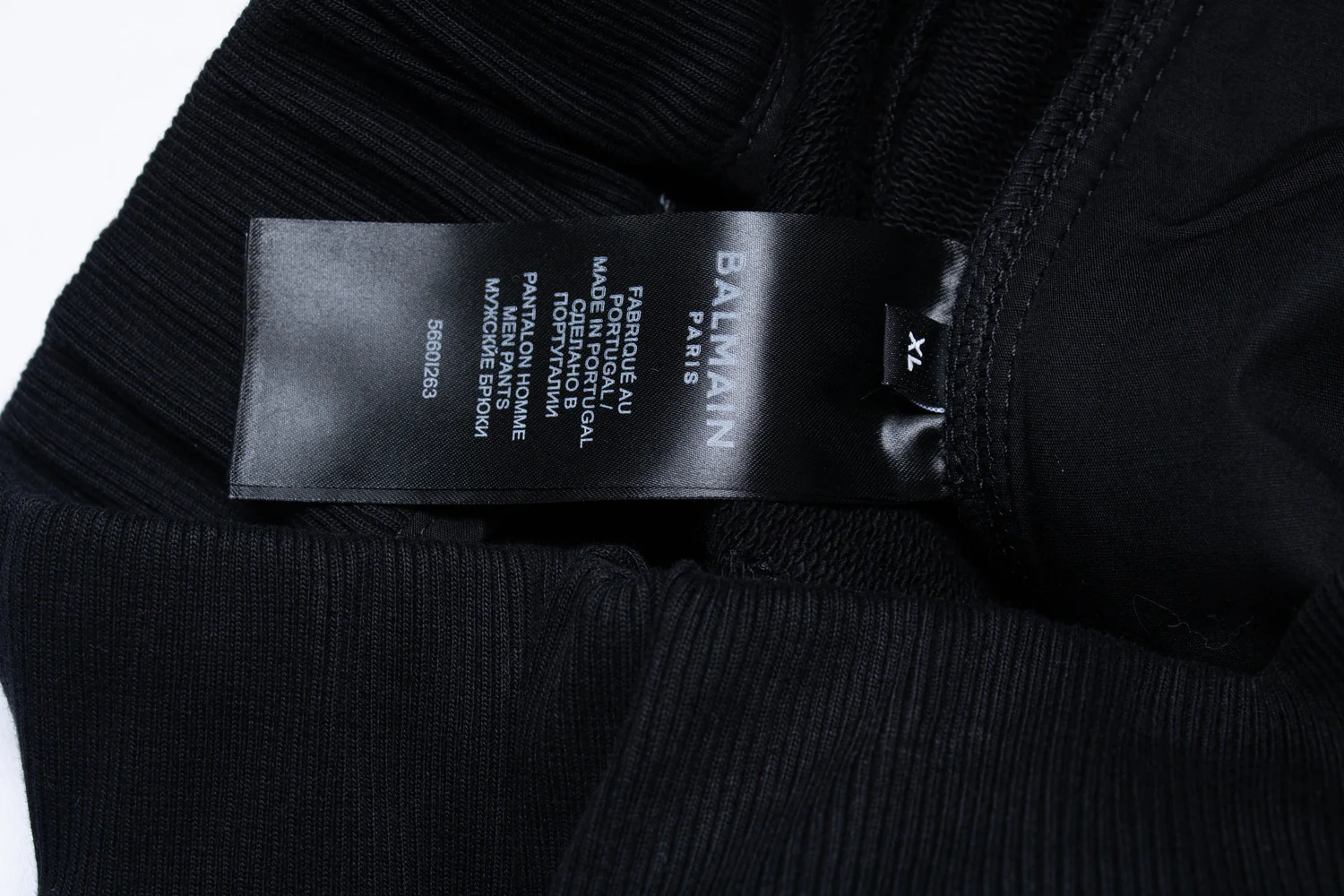Men's Balmain, black ribbed joggers with embossed b - Image 6