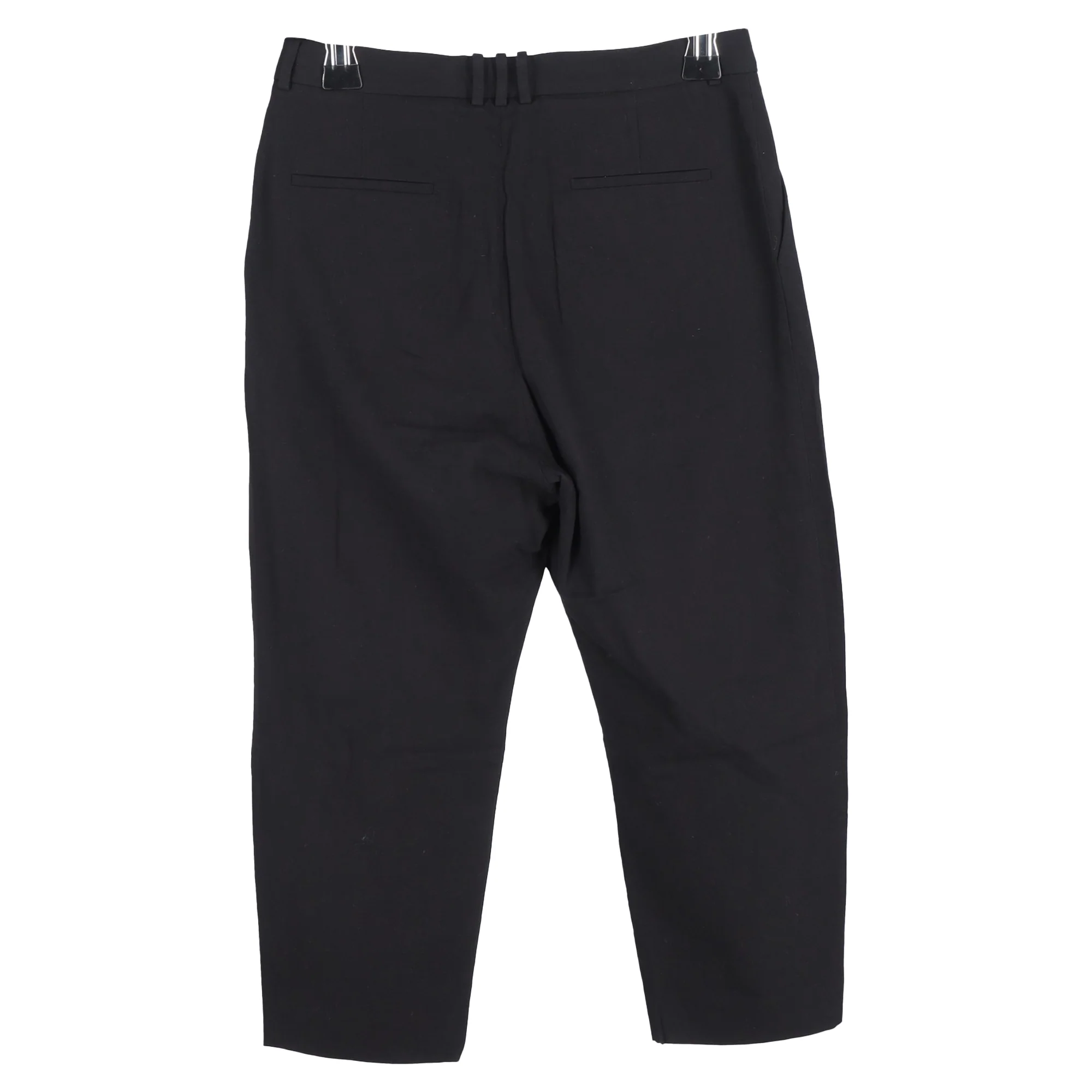 Men's Balmain Draped Straight-Leg Cropped Trousers in Black Wool - Image 2