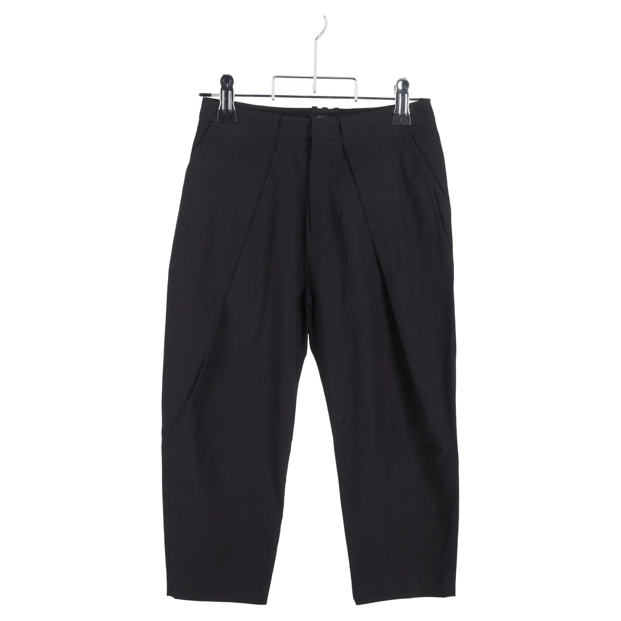 Men's Balmain Draped Straight-Leg Cropped Trousers in Black Wool - Image 4