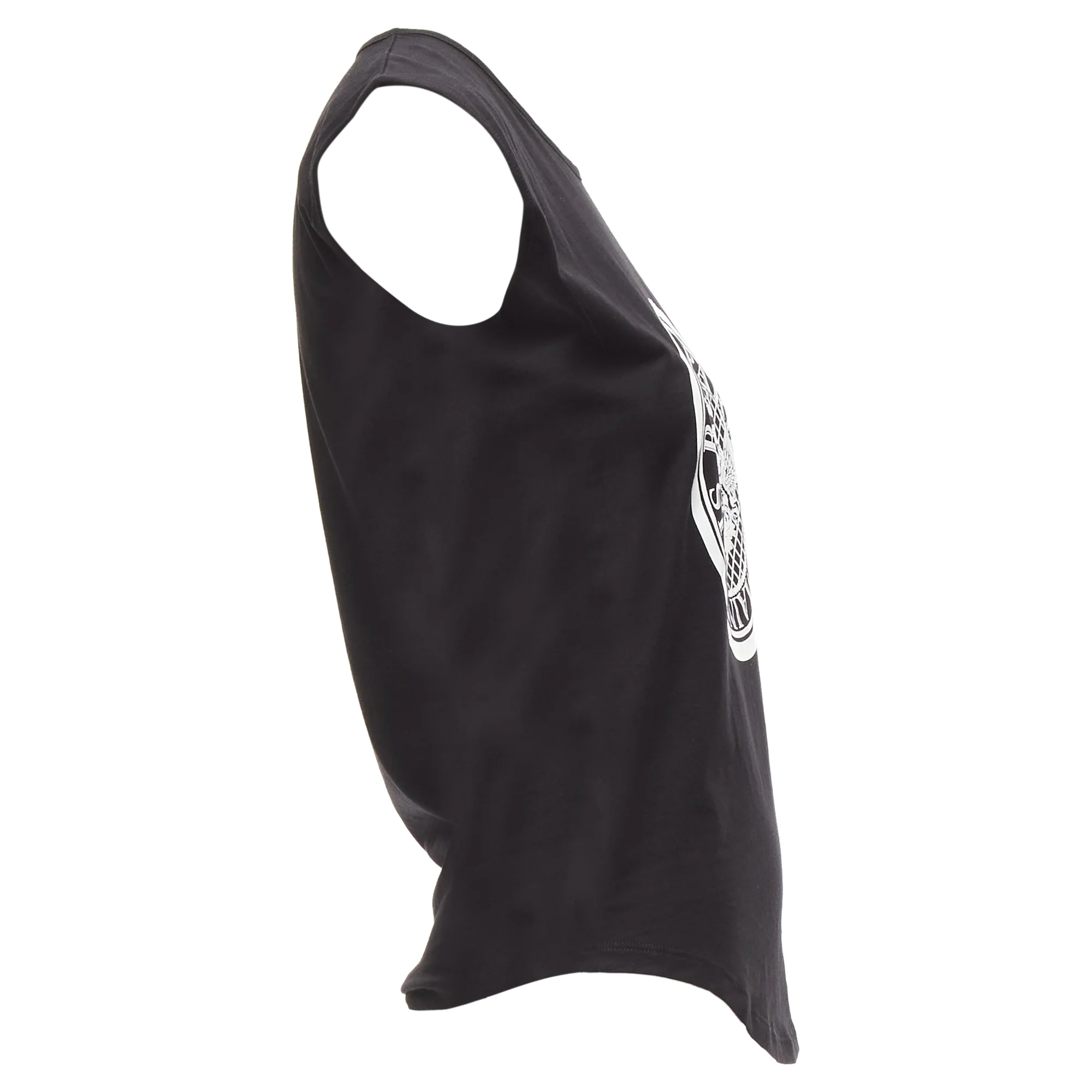 Women's Balmain Cotton Crest Logo Silver Button Shoulder Tank Top Vest - Image 4