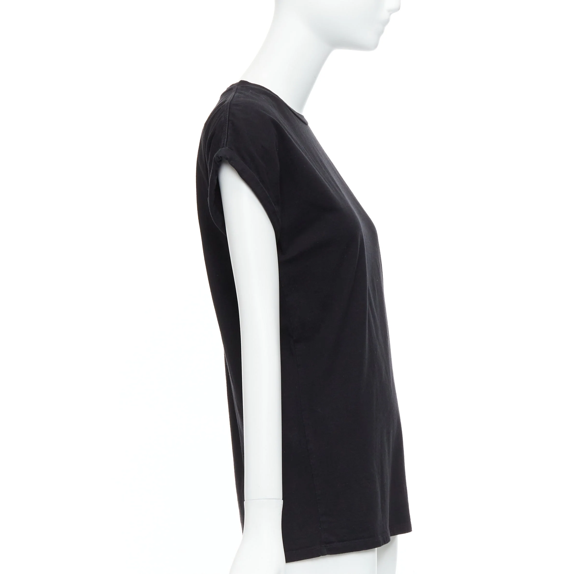 Women's Balmain Cotton Rolled Cuff Cap Sleeve Minimal Tshirt - Image 10
