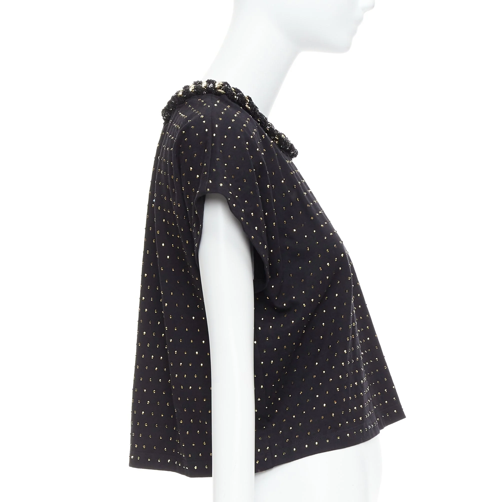 Women's Balmain crystal rhinestone chain embellished crop tshirt - Image 10