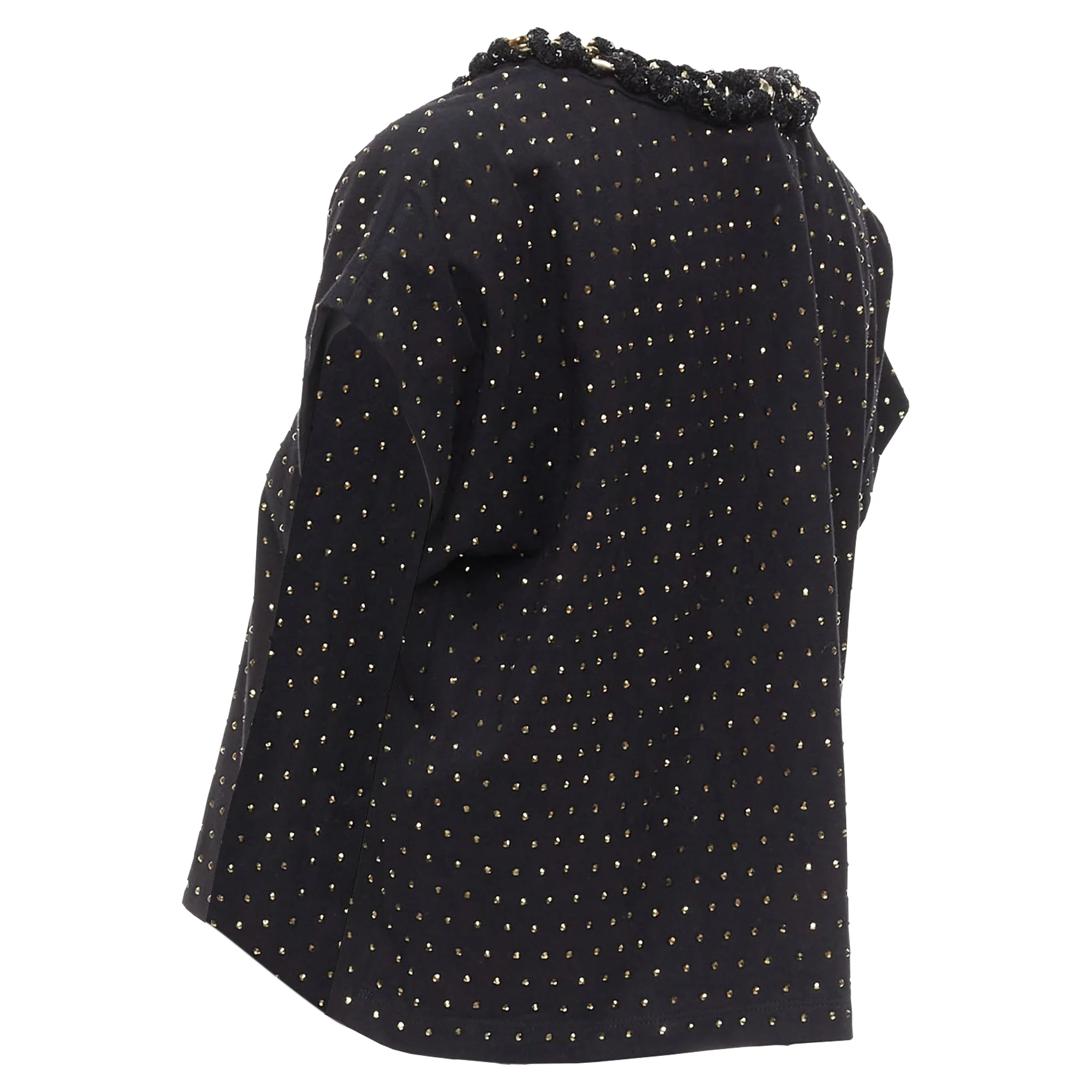 Women's Balmain crystal rhinestone chain embellished crop tshirt - Image 6