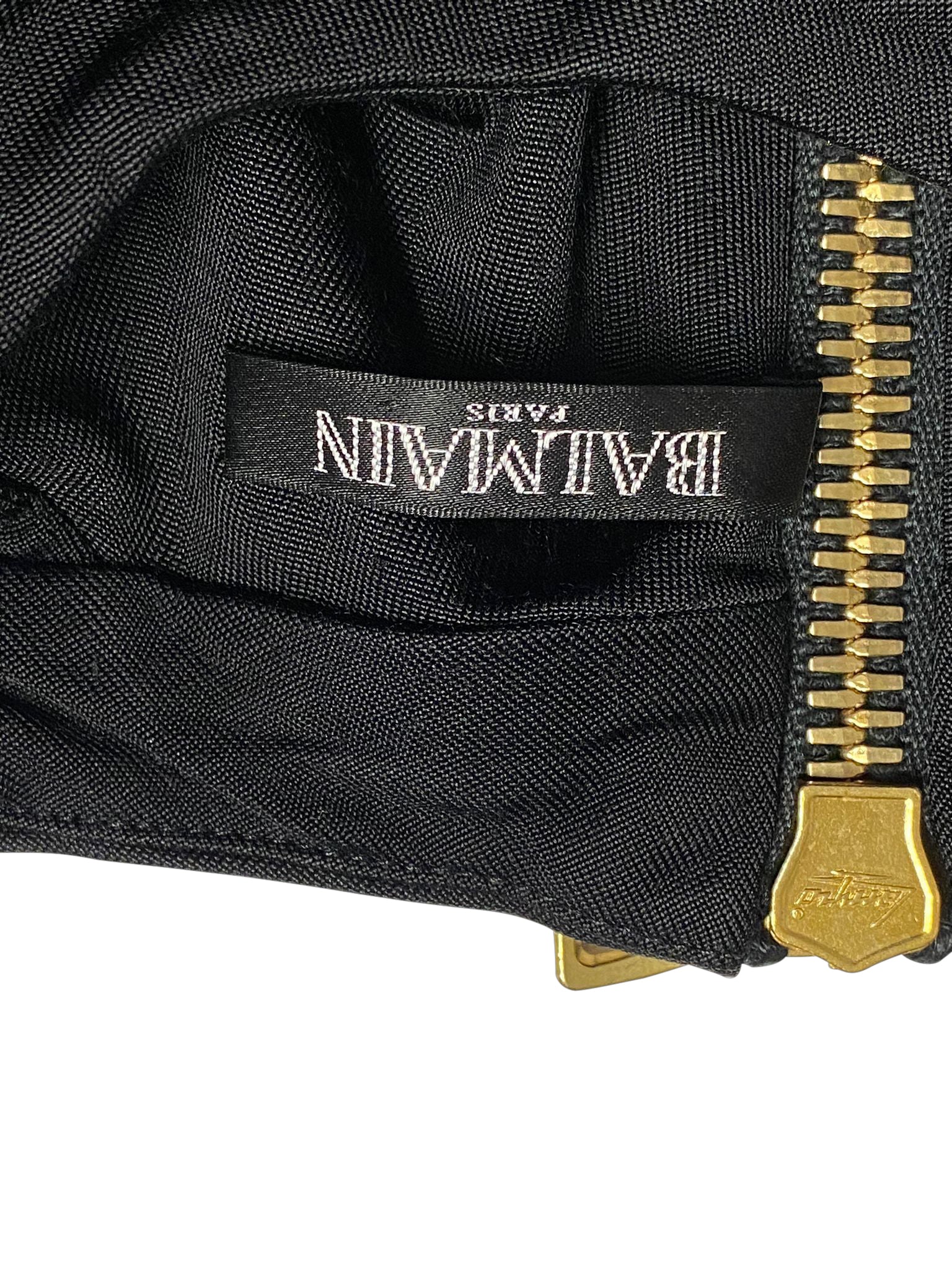 Women's Balmain Cut Out Dress with Side Slit in Black Viscose - Image 5