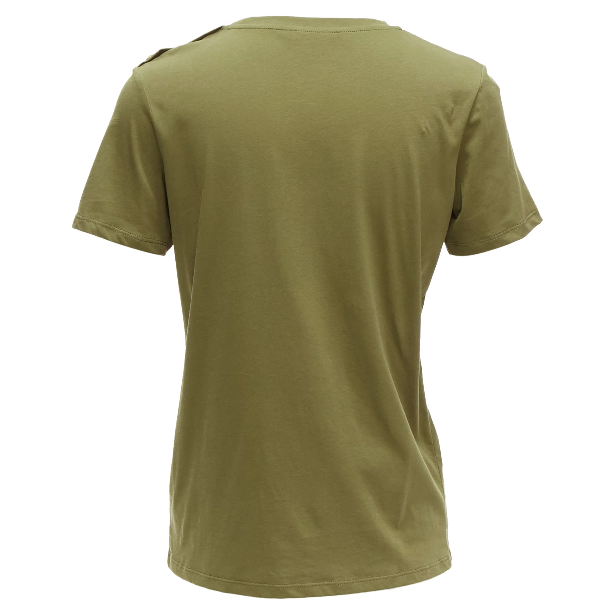 Women's Balmain distressed logo military buttons tshirt - Image 5