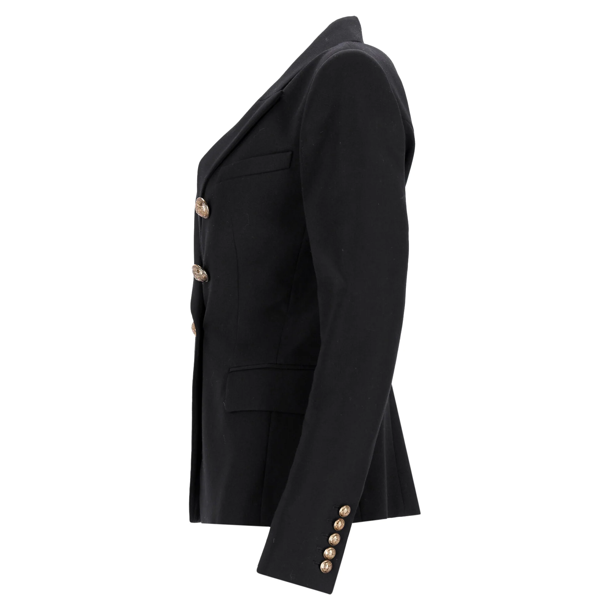 Women's Balmain Double-Breasted Blazer in Black Wool - Image 2
