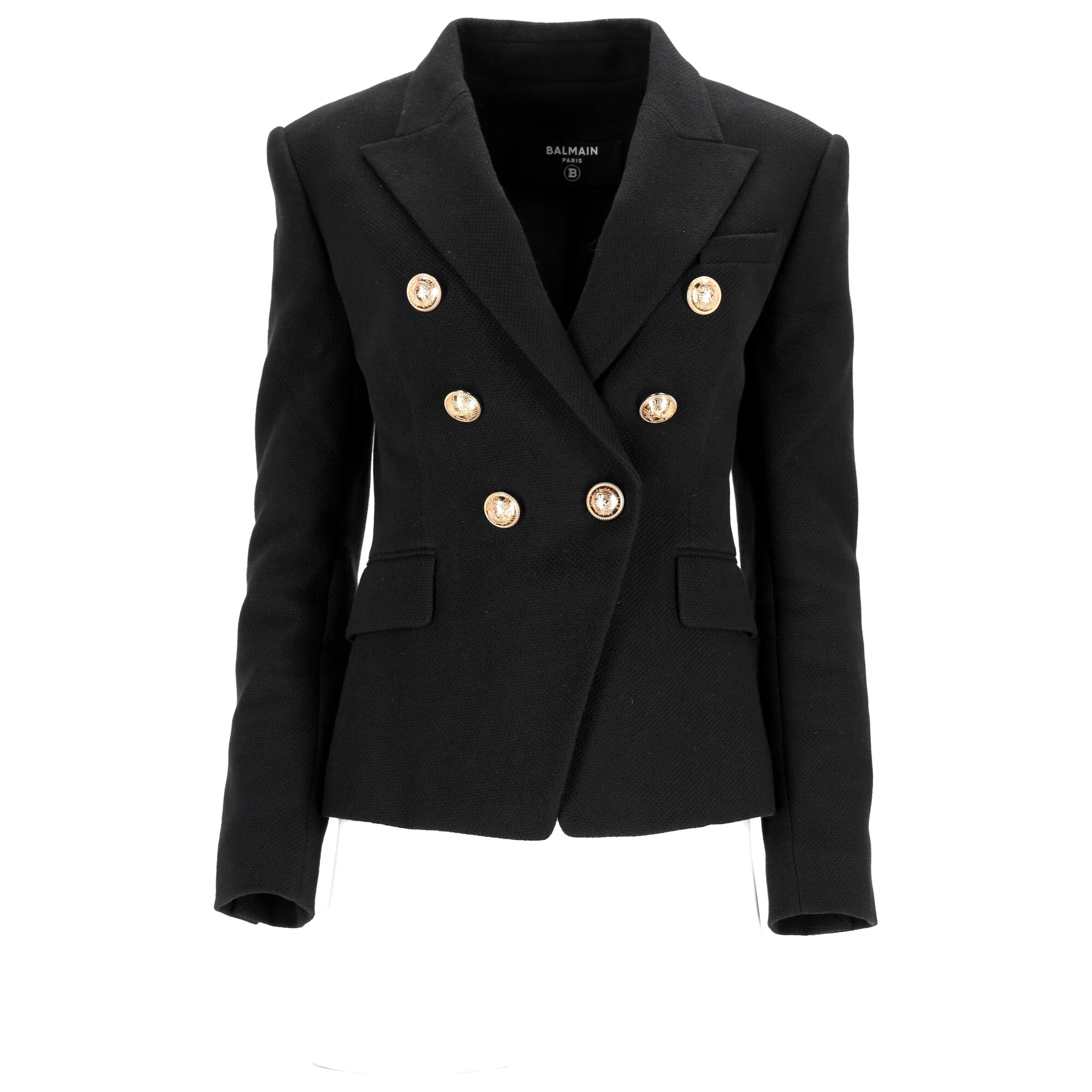 Women's Balmain Double-Breasted Blazer in Black Wool - Image 6