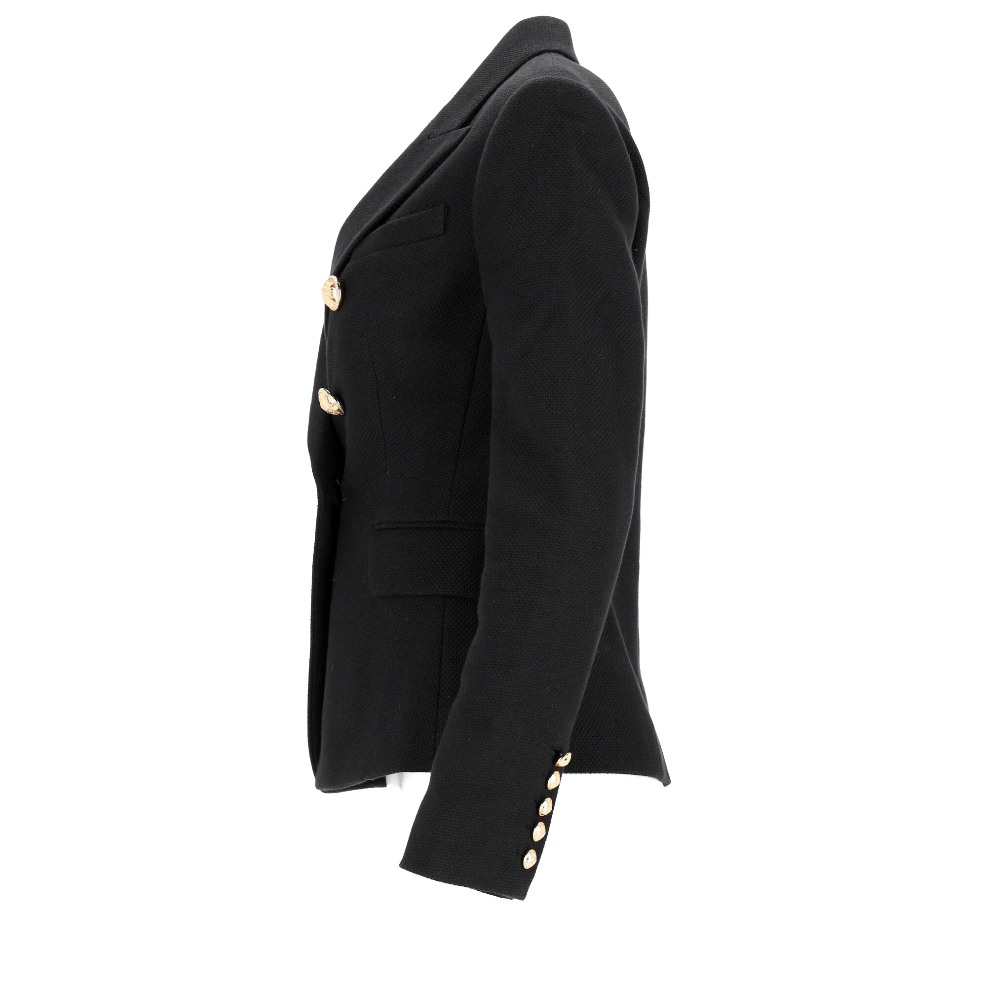 Women's Balmain Double-Breasted Blazer in Black Wool - Image 7
