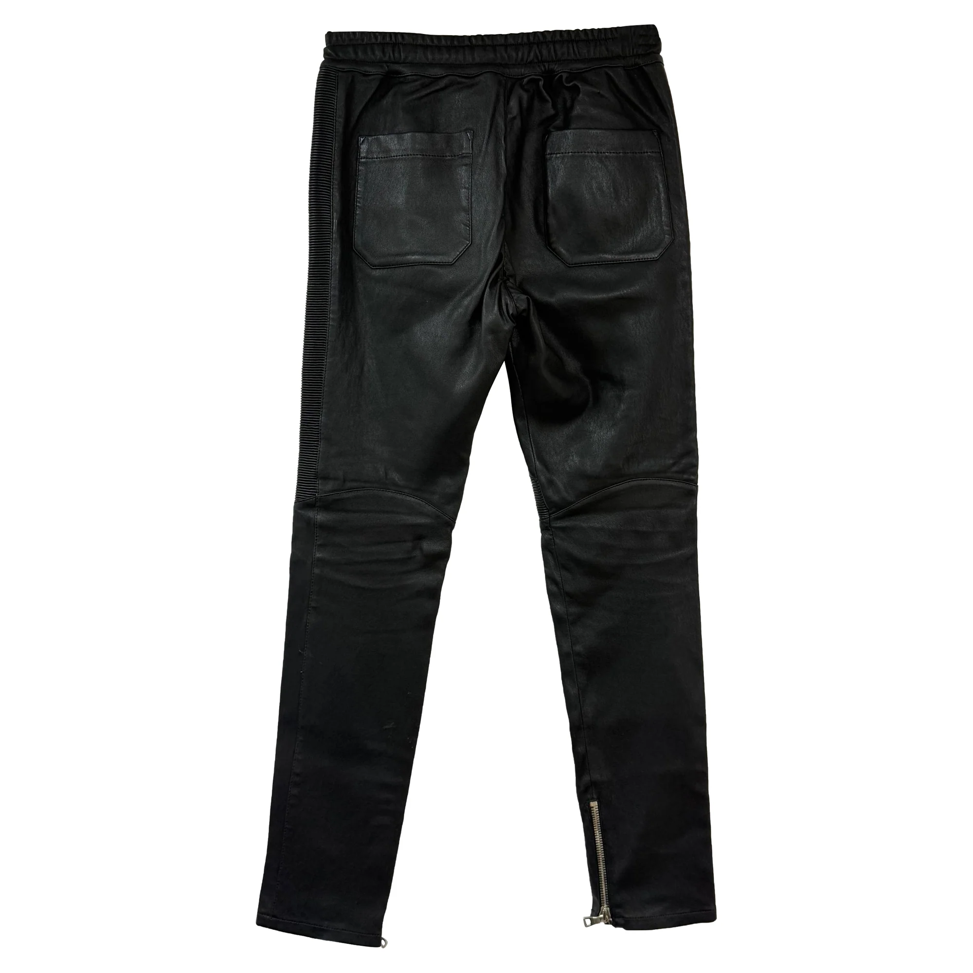 Women's Balmain Drawstring Trousers in Black Leather - Image 2