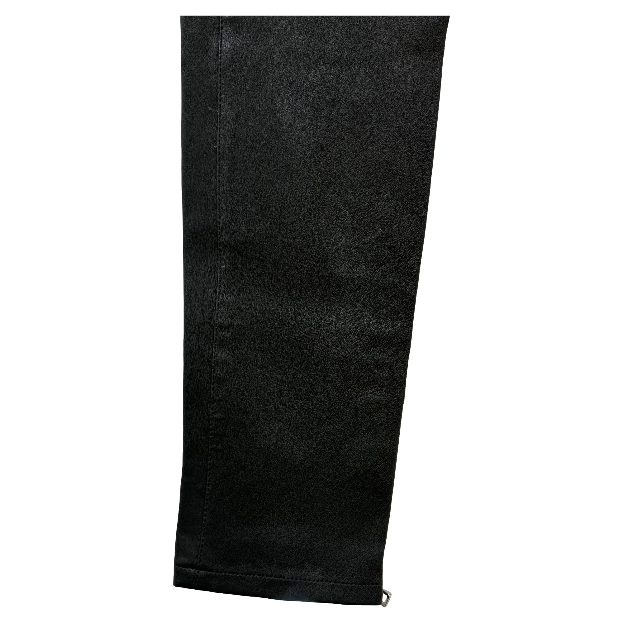 Women's Balmain Drawstring Trousers in Black Leather - Image 3