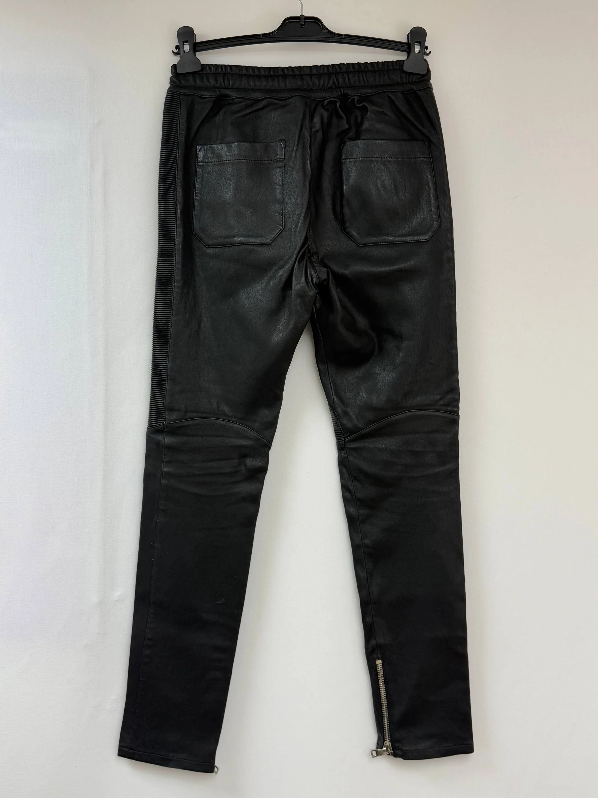 Women's Balmain Drawstring Trousers in Black Leather - Image 6