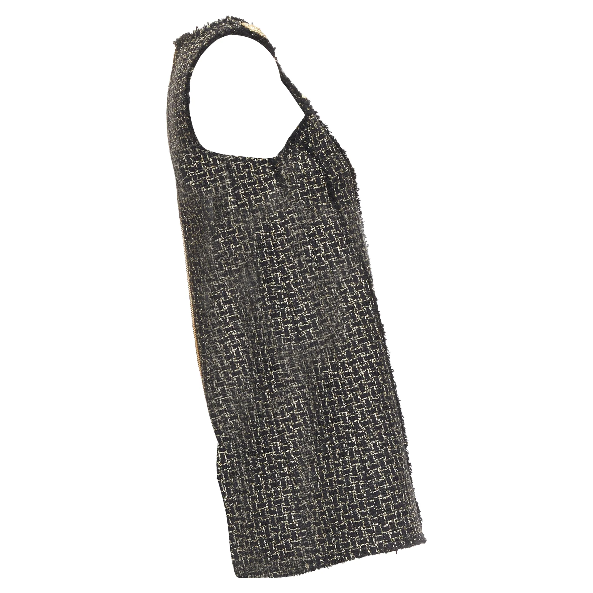 Women's Balmain gold tweed swing mini dress - Image 4