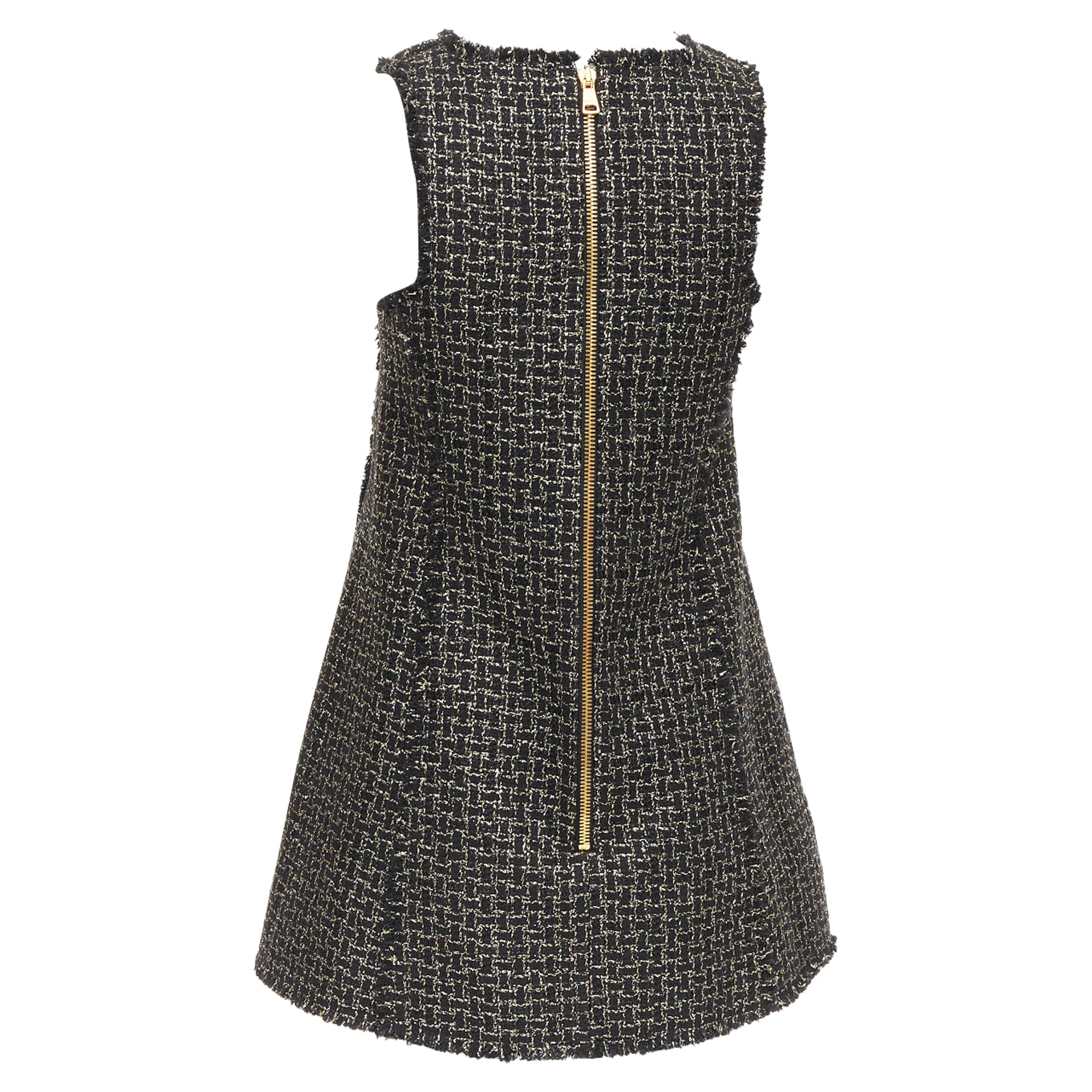 Women's Balmain gold tweed swing mini dress - Image 5