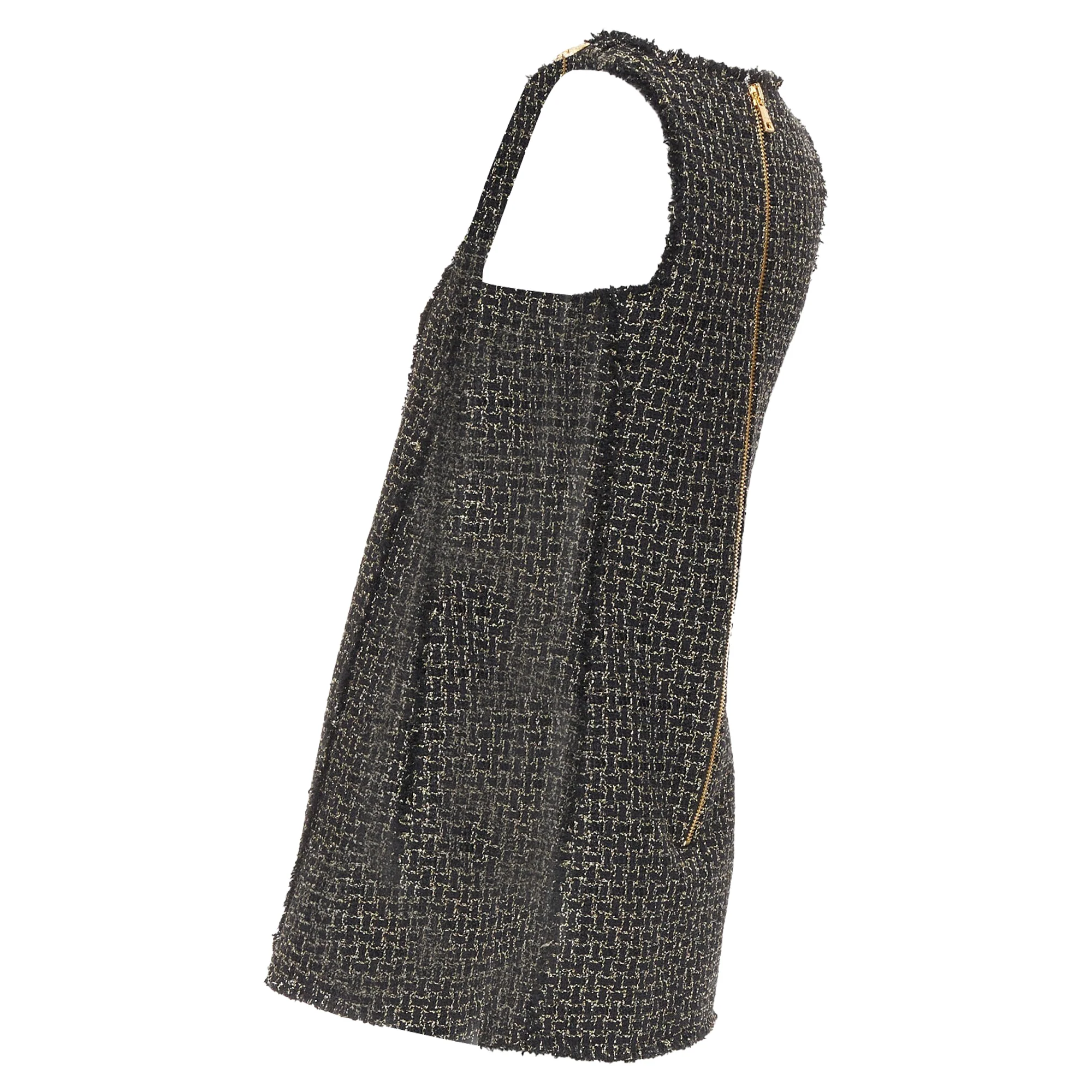 Women's Balmain gold tweed swing mini dress - Image 6
