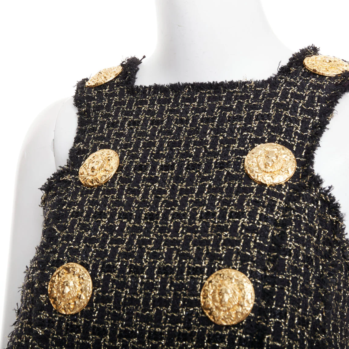 Women's Balmain gold tweed swing mini dress - Image 8