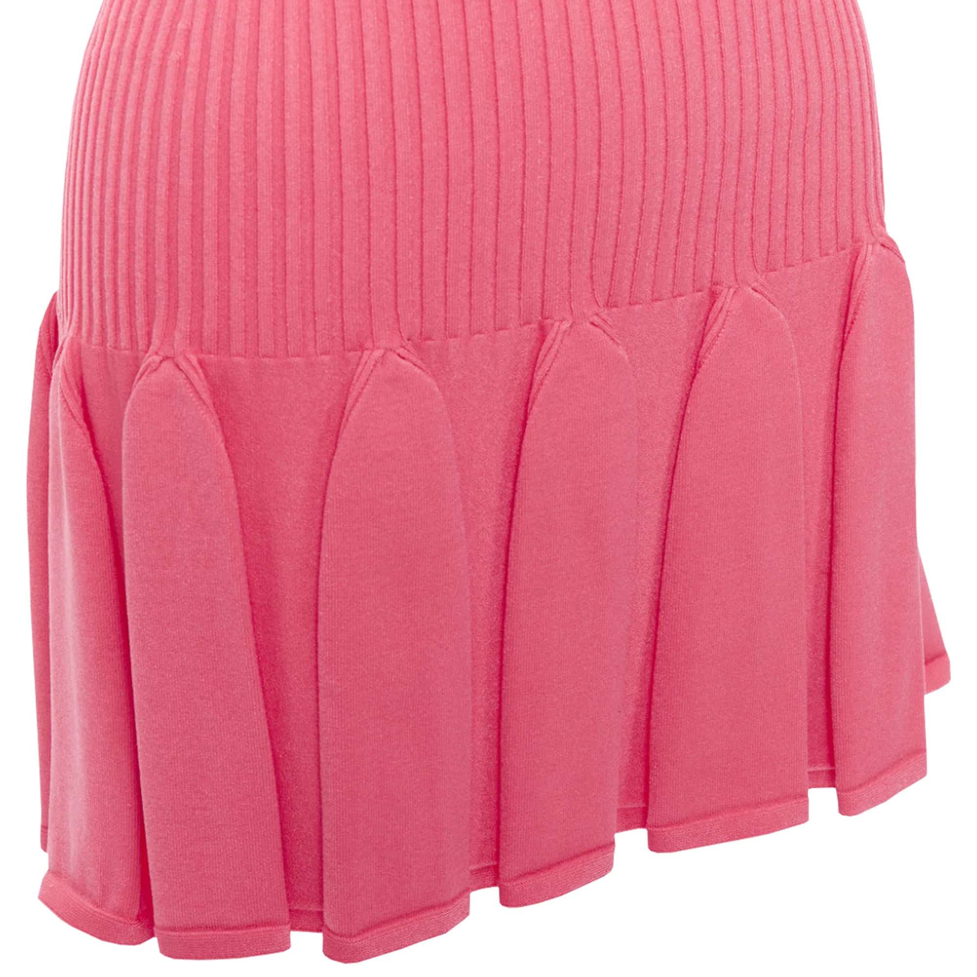 Women's Balmain keyhole neck ribbed flutter skirt mini dress - Image 2