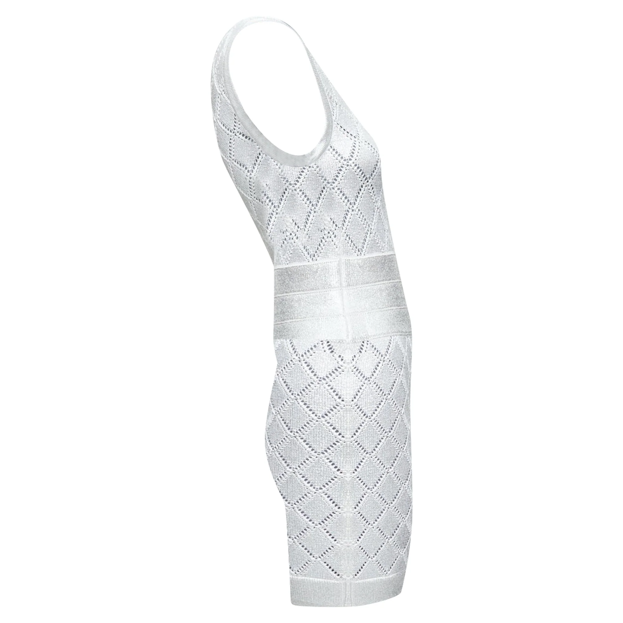 Women's Balmain Metallic Coated Argyle Knit Mini Dress - Image 4
