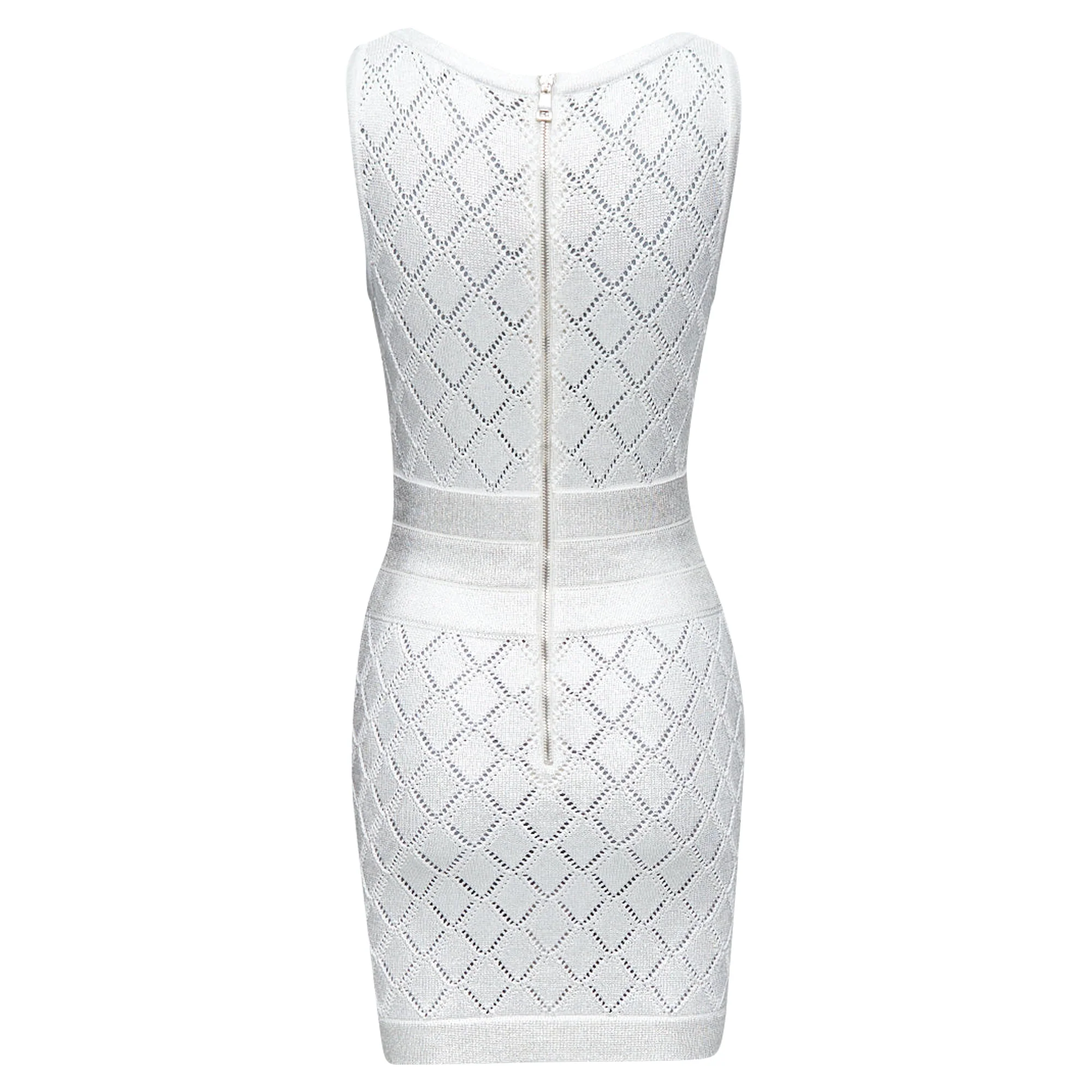 Women's Balmain Metallic Coated Argyle Knit Mini Dress - Image 5