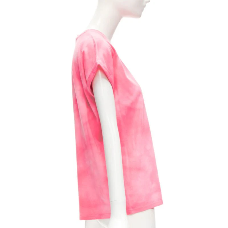 Women's Balmain palm tree logo tie dye crew neck cap sleeve t-shirt top - Image 10