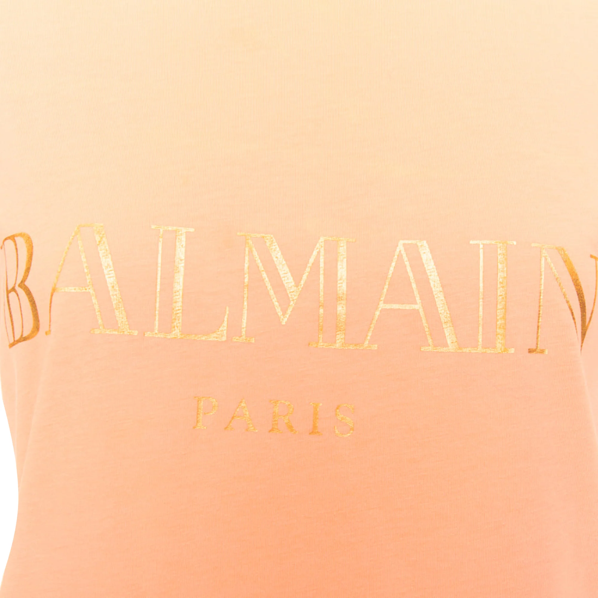Women's BALMAIN peach pink gold foil logo buttons shoulder sleeveless tshirt FR36 S - Image 7