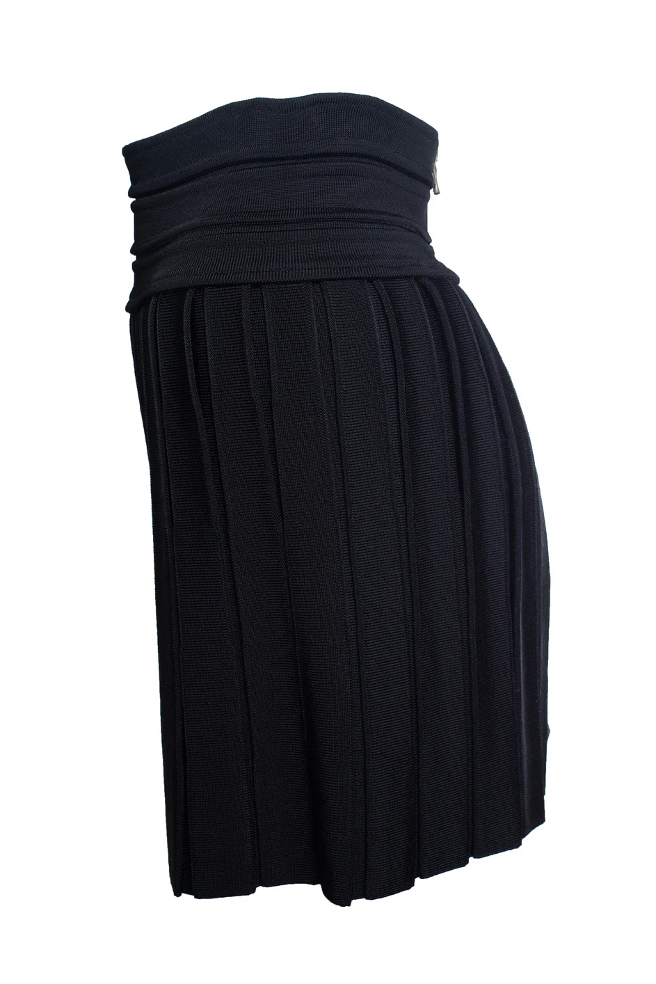Women's Balmain, pleated body con skirt in black - Image 4