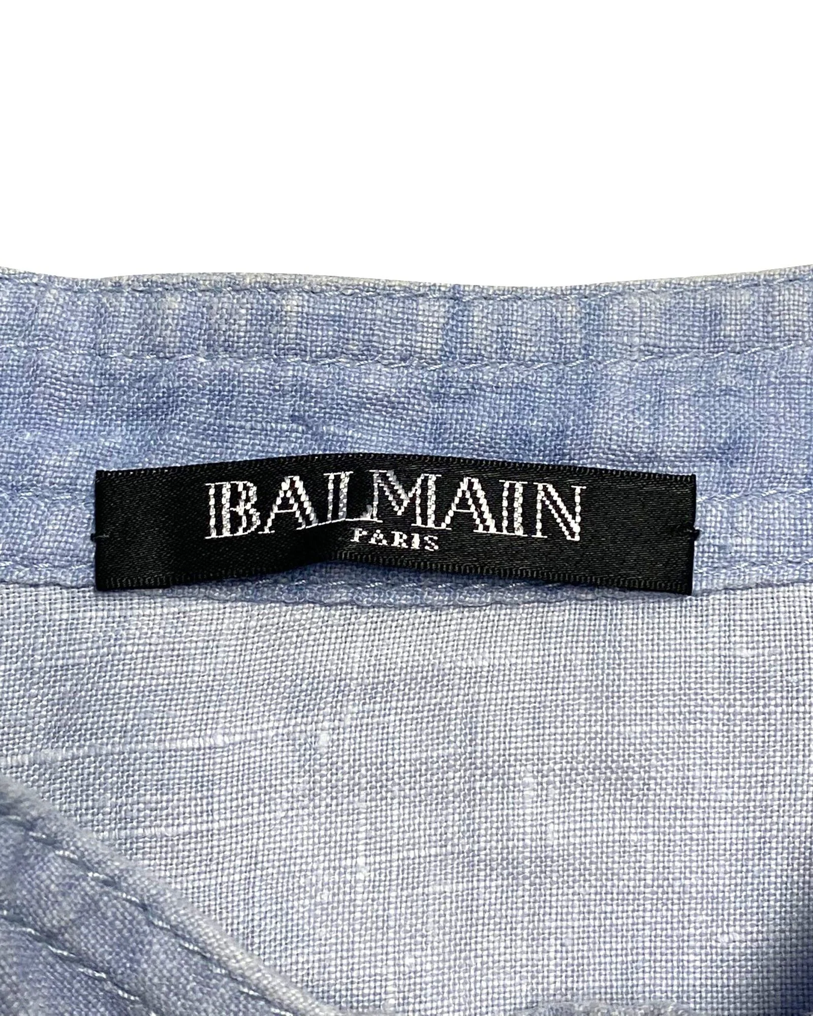 Women's Balmain Shirt with Adjustable Sleeves with Pockets in Blue Linen - Image 4
