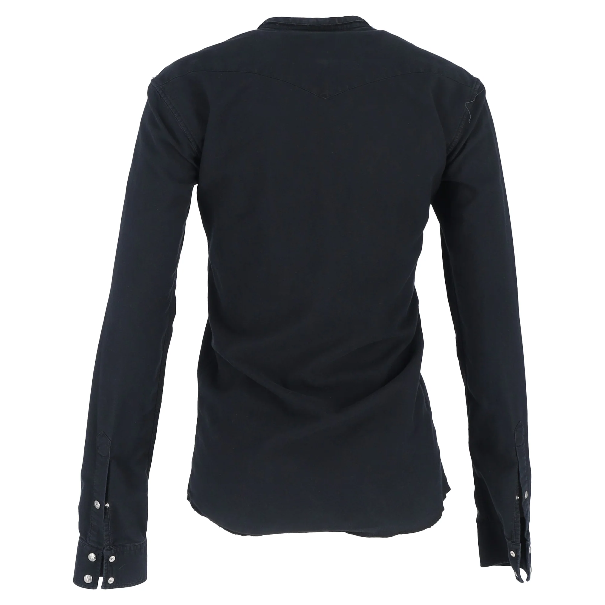 Women's  Balmain Shoulder Detail Long Sleeve Shirt in Black Cotton - Image 3