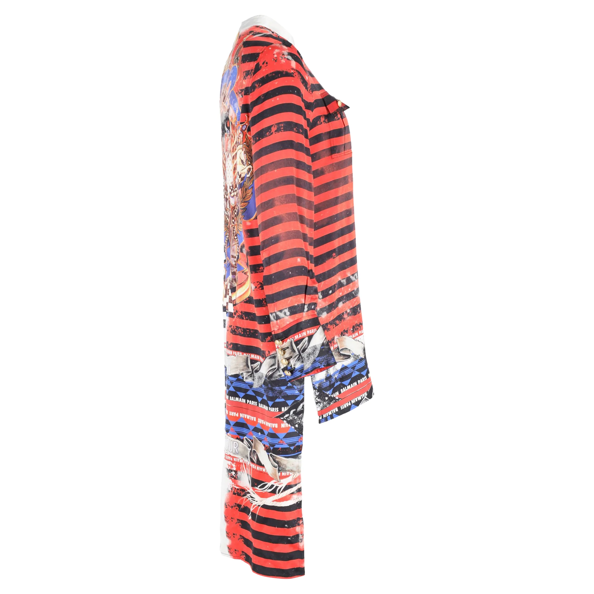 Women's Balmain Striped Shirt in Red Silk - Image 3