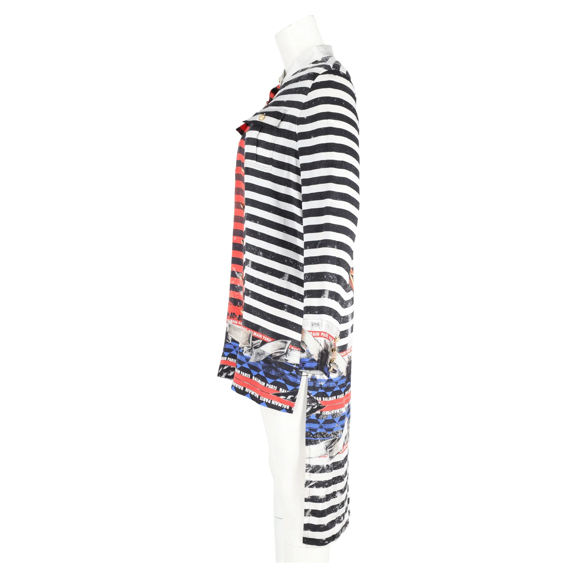 Women's Balmain Striped Shirt in Red Silk - Image 6