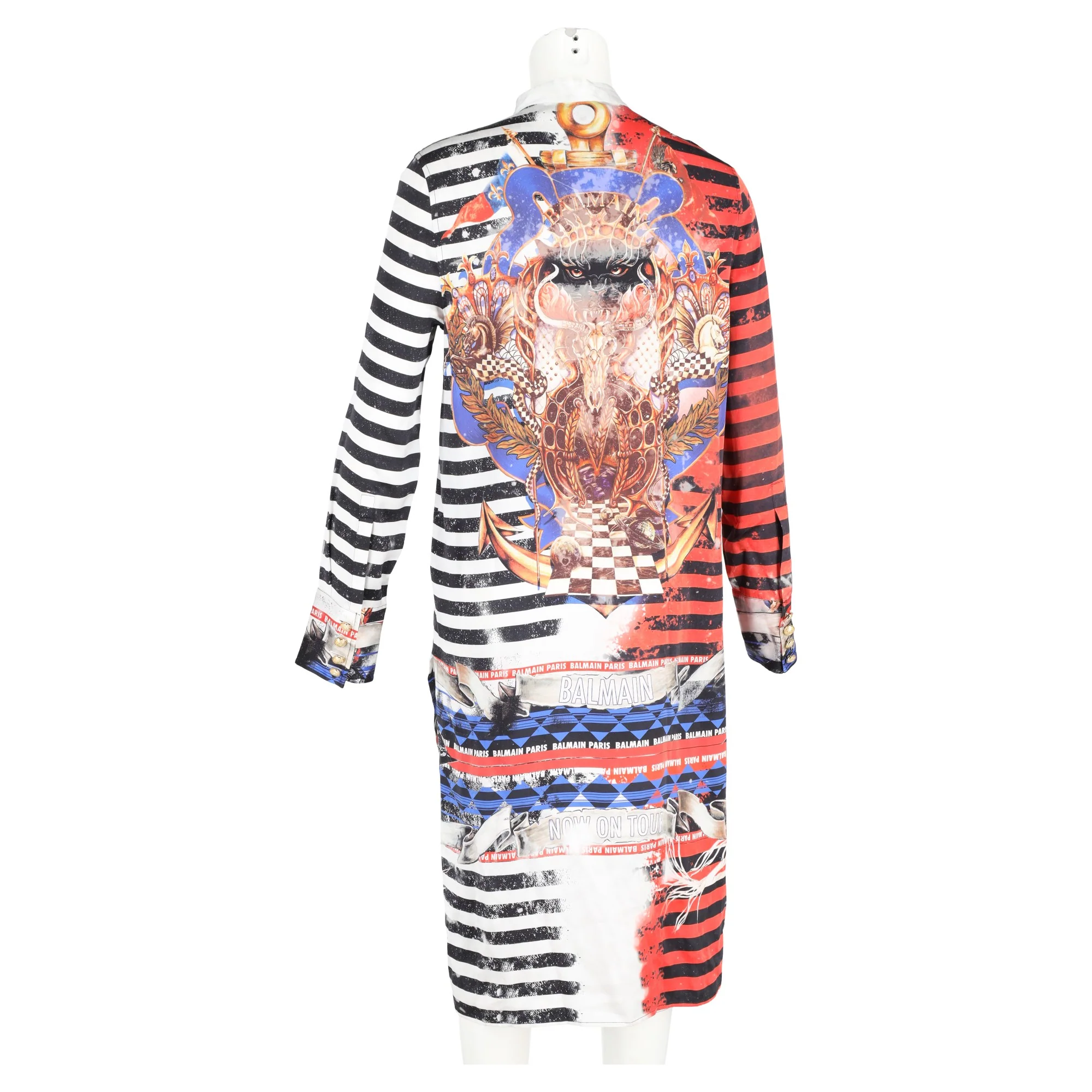 Women's Balmain Striped Shirt in Red Silk - Image 8