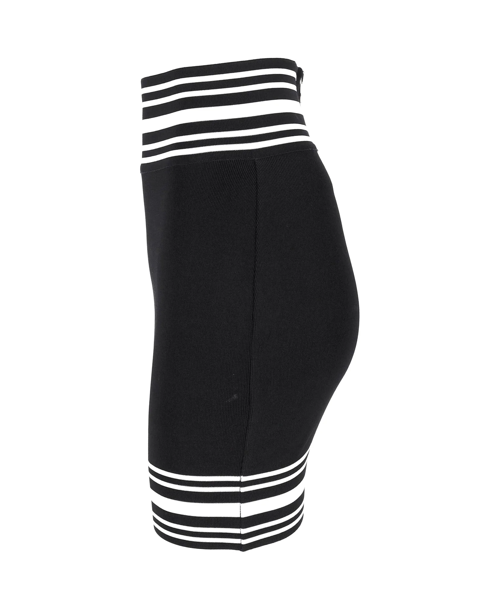 Women's Balmain Striped Stretch Knit Mini Skirt in Black Viscose - Image 2