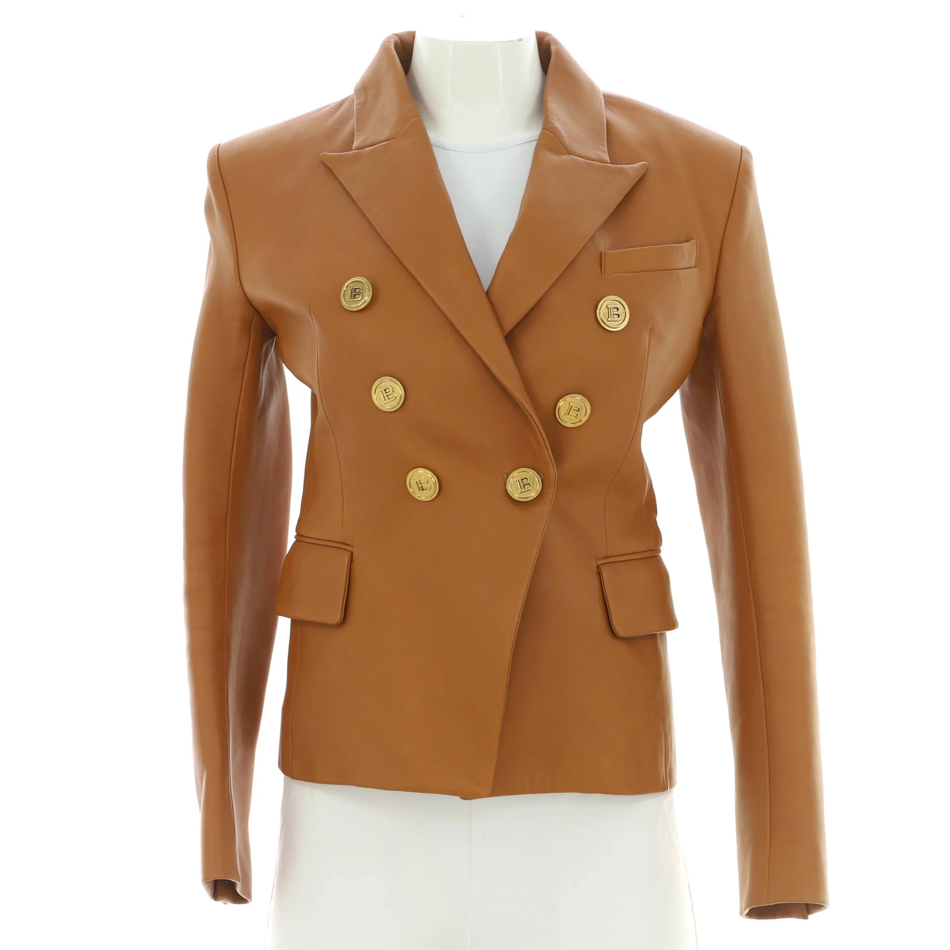 Women's Double Breasted Blazer Leather